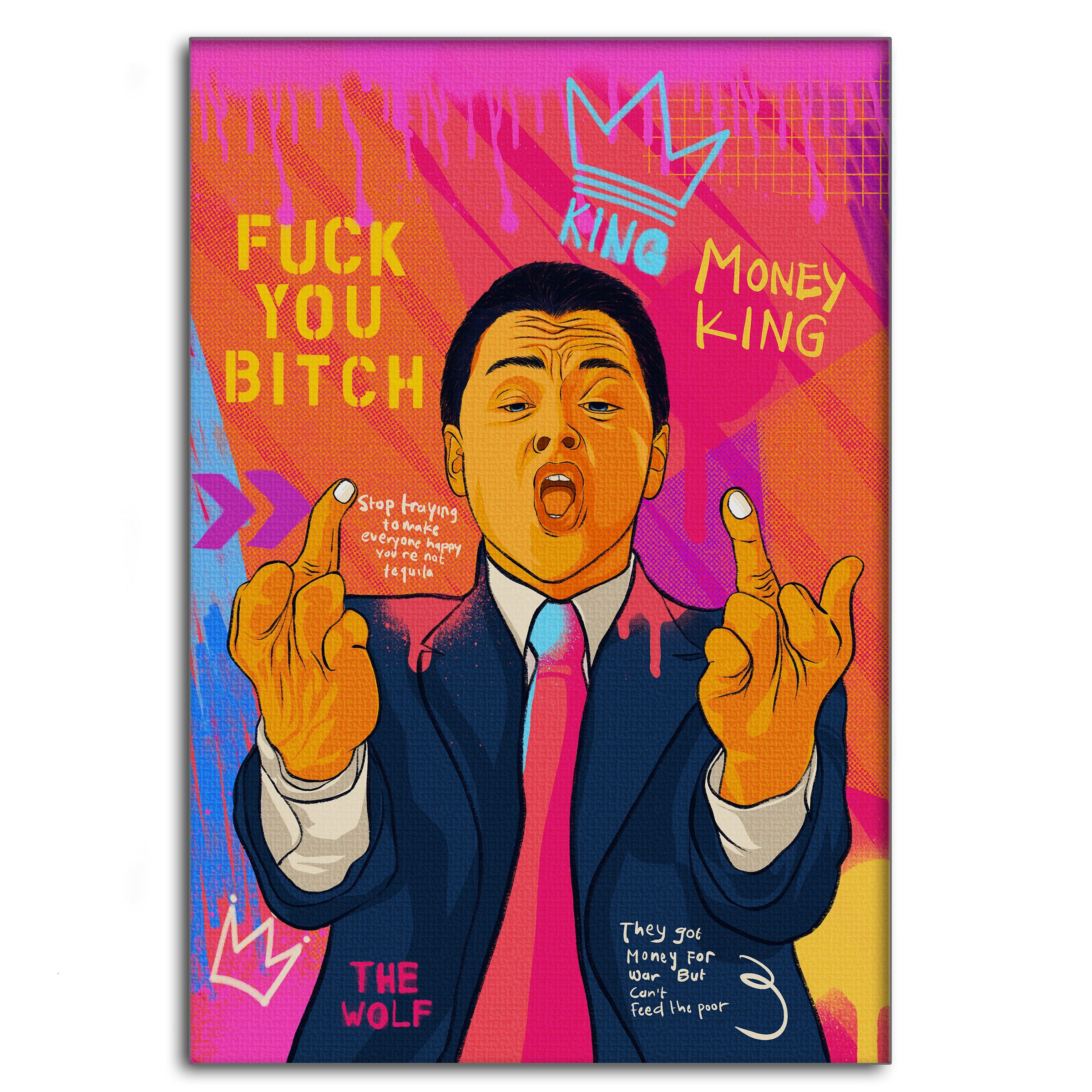 DiCaprio Fuck - Leinwandbild Pop Art