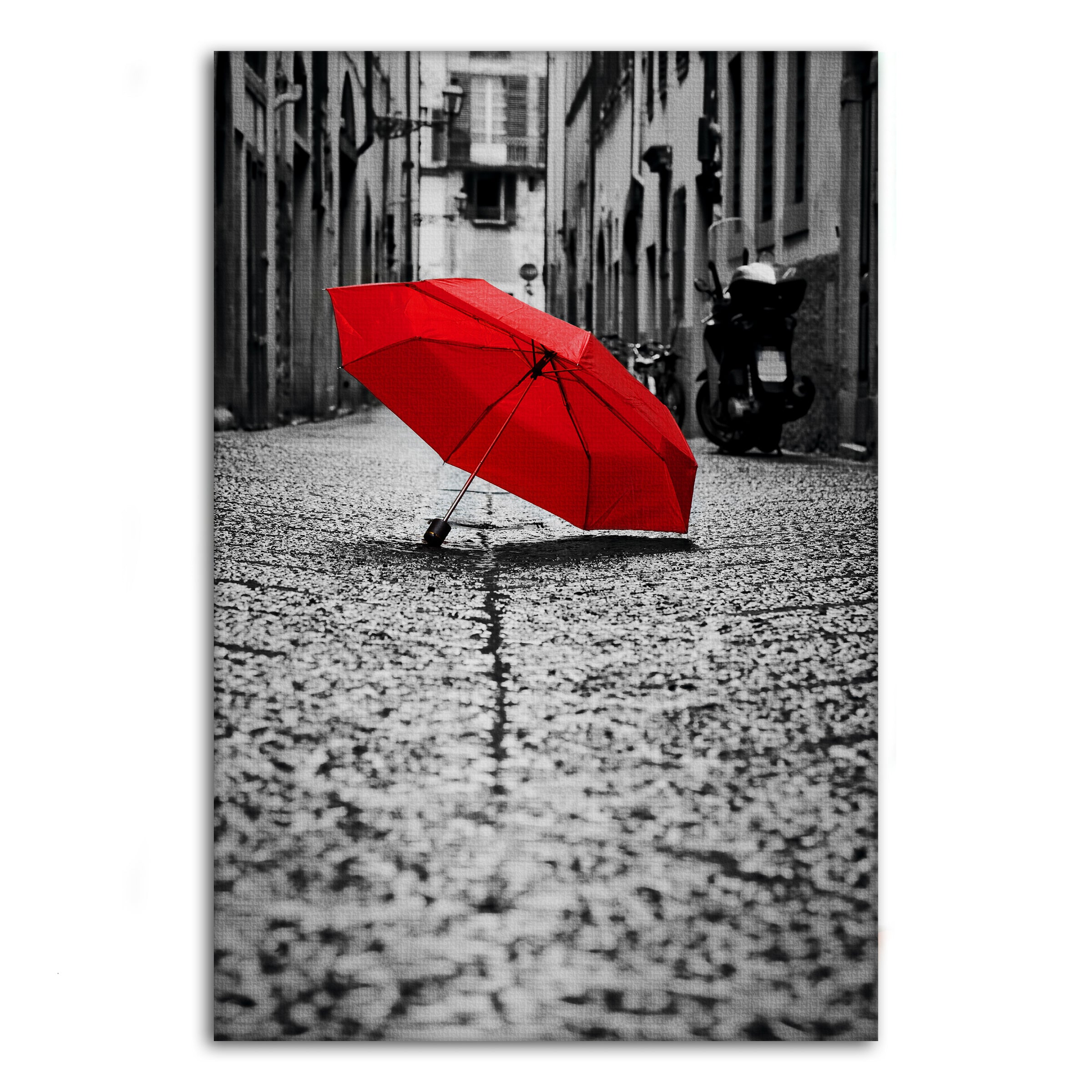 Red Umbrella - Leinwandbild Landschaft