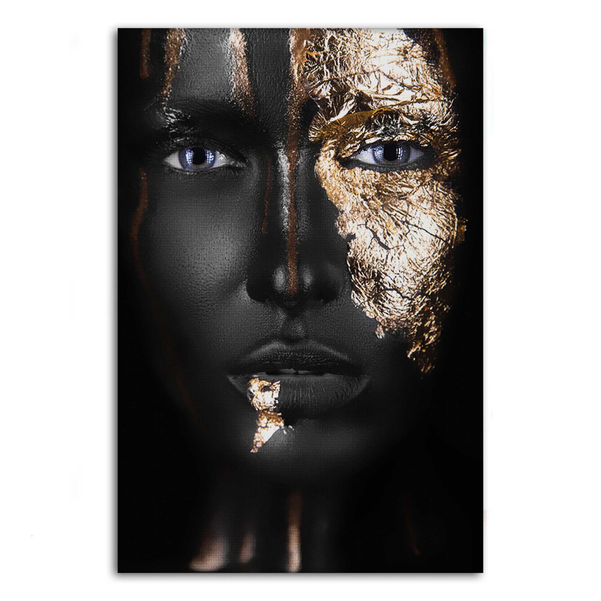 Golden Face I - Leinwandbild Luxuriös - - 120x160 cm 150x200 cm 20x30 cm 40x60 cm 60x90 cm 80x120 cm canvas canvas art print contemporary elegant Foto auf Leinwand gold leaf Golden Face I Golden Face wallart golden skull Home Decor leinwandbilder leinwandbilder luxuriös leinwandbilder motivation leinwanddeko luxurious luxury canvas luxury wall art mindset canvas money head wall art wall décor wandbilder