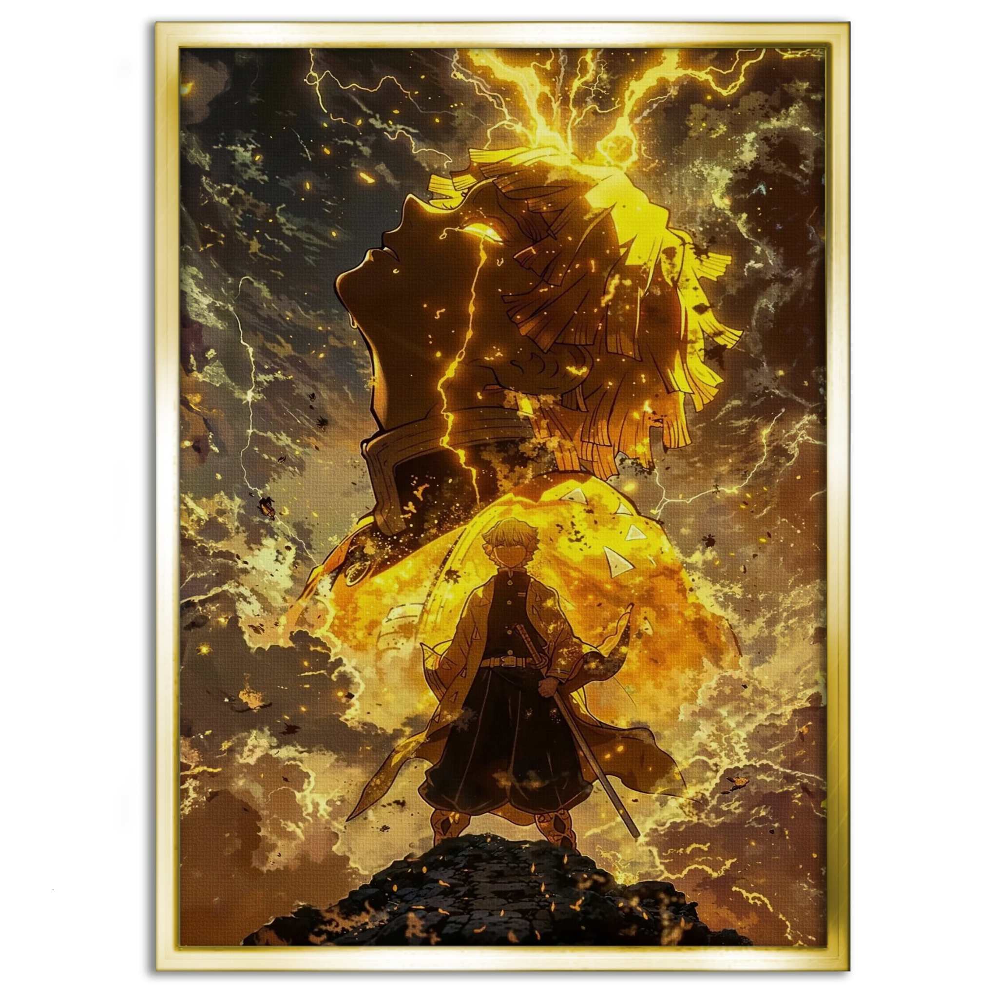 Zenitsu Rage - Demon Slayer - Anime Leinwandbild - - 120x160 cm 150x200 cm 20x30 cm 40x60 cm 60x90 cm 80x120 cm anime canvas Anime themed party anime wallart anime wallpaper anime wandbild black canvas demon slayer canvas demon slayer wall art Foto auf Leinwand Gift for anime enthusiasts home decor Home decoration leinwandbilder leinwanddeko orange picture tanjiro demon slayer tanjiro kamado poster wall art wandbilder yellow zenitsu canvas zenitsu demon slayer zenitsu poster zenitsu rage zenitsu wall art