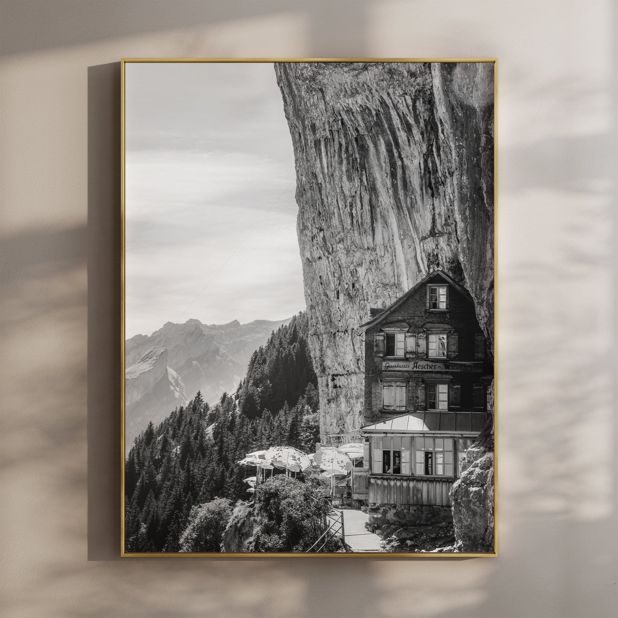 Aescher Guesthouse – Appenzell, Switzerland (black & white) Chamonix Prints Portrait Orientation
