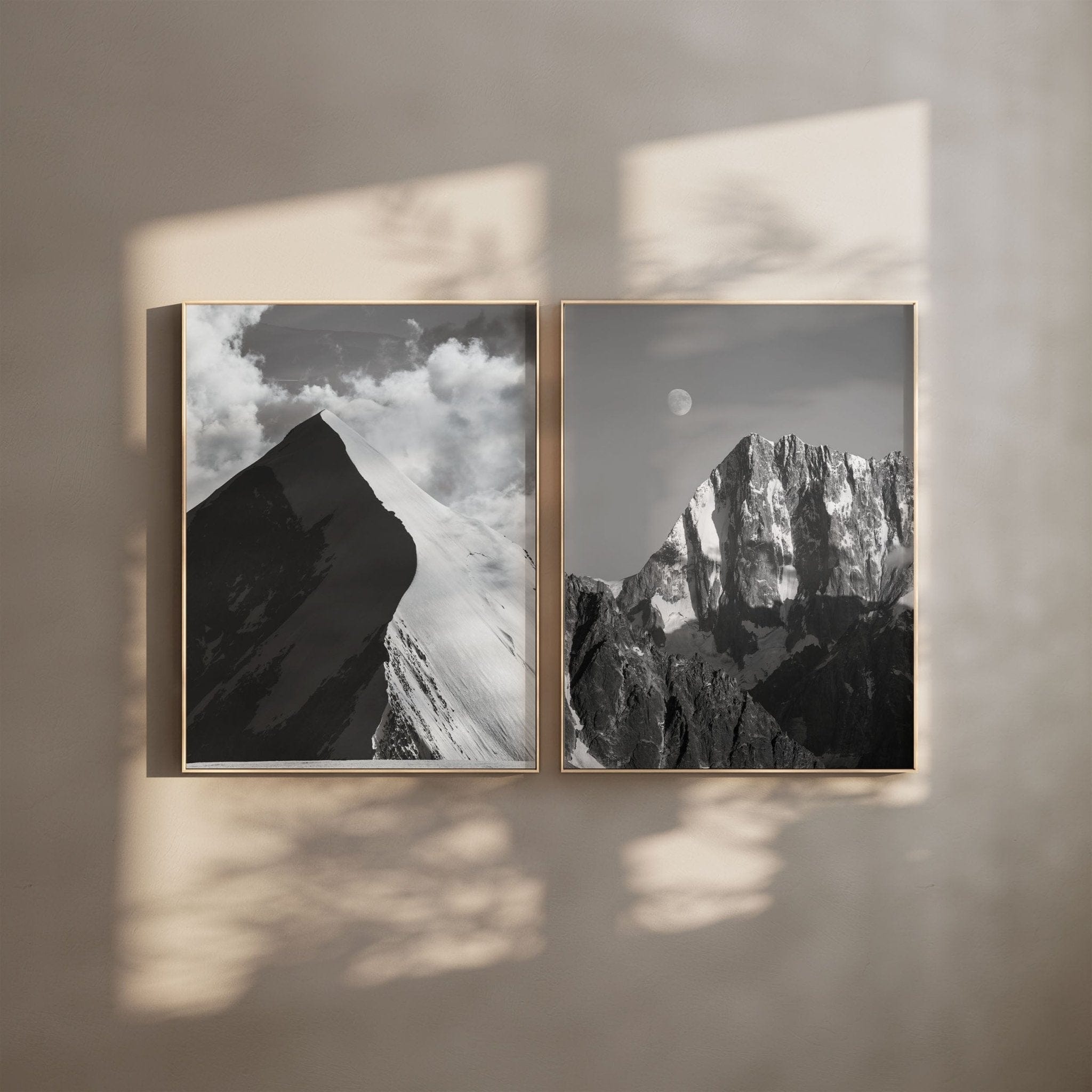 Aiguille de Bionnassay, Grandes Jorasses  – Chamonix, France (Set of 2 – black & white) Chamonix Prints Set of 2