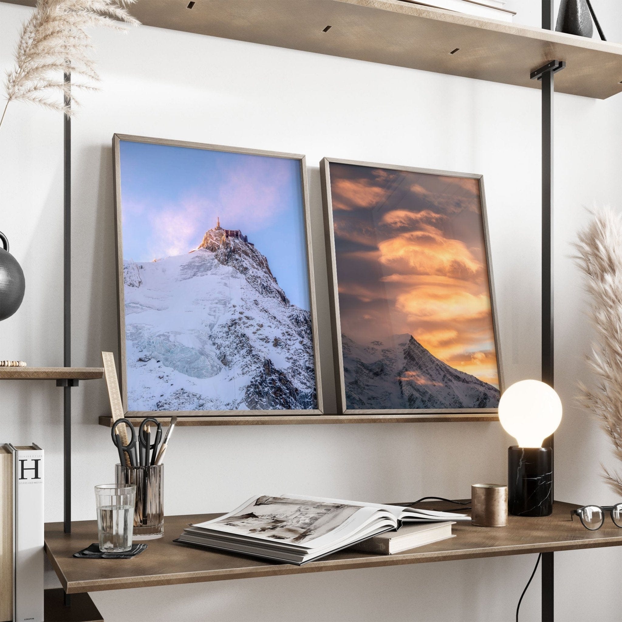 Aiguille du Midi, Aiguille du Goûter – Chamonix, France (Set of 2) Chamonix Prints Set of 2