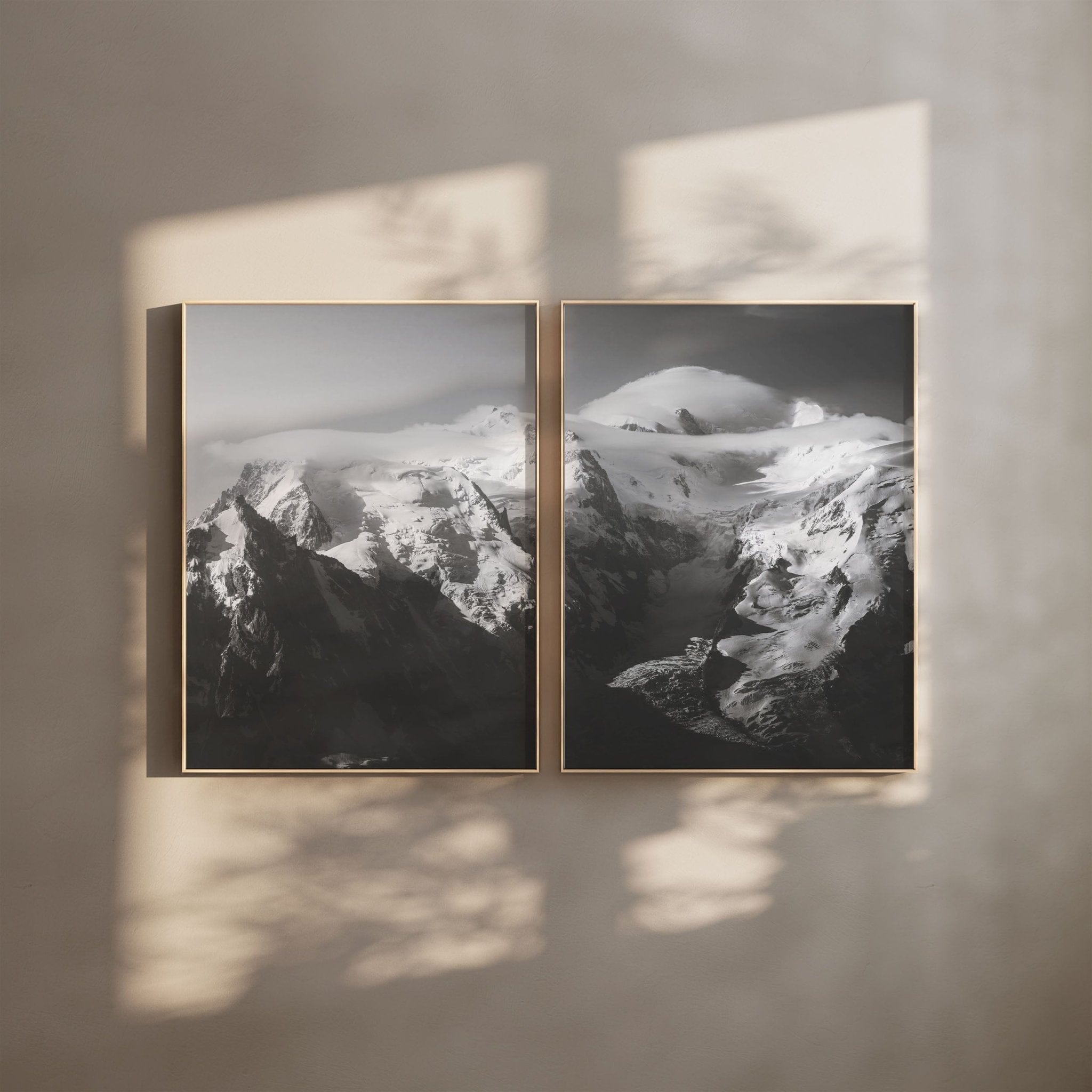 Aiguille du Midi, Mont Blanc – Chamonix, France (diptych – black & white) Chamonix Prints Diptych