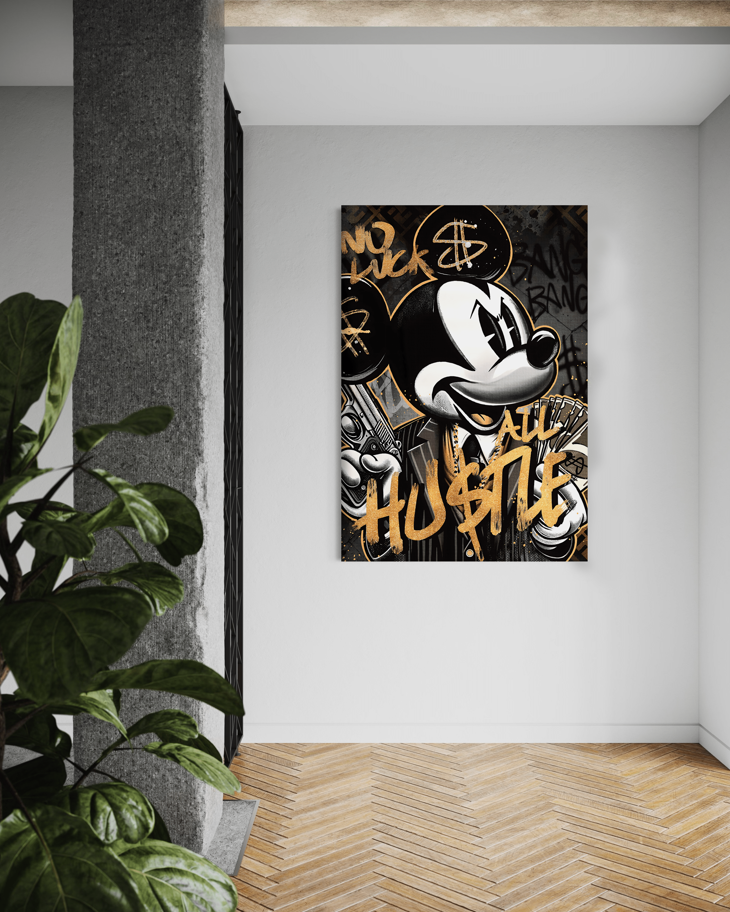 All Hustle Mickey - Leinwandbild Pop Art / Motivation SimpleCanvas Canvas
