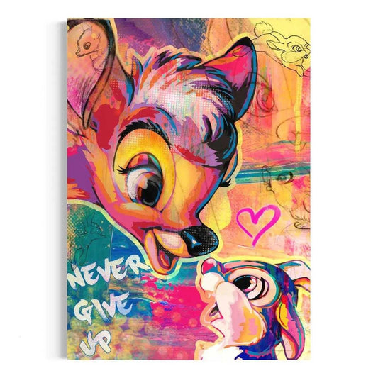 Animal Kiss - Leinwandbild Pop Art - - 120x160 cm / Acryl 120x160 cm / Leinwand 150x200 cm / Acryl 150x200 cm / Leinwand 40x60 cm / Acryl 40x60 cm / Leinwand 60x90 cm / Acryl 60x90 cm / Leinwand 80x120 cm / Acryl 80x120 cm / Leinwand Bambi wall art canvas disney pop art disney wall art Foto auf Leinwand heroesberlinpopart Home Decor Julia_BLN leinwandbilder leinwandbilder motivation luxury wall art pop art pop art canvas wall art wandbilder