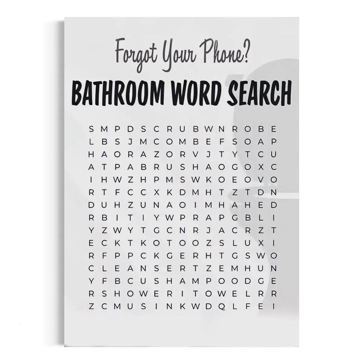 Bathroom Word Search - Leinwandbild Lifestyle - - bathroom pictures bathroom wall art bathroom wallpaper canvas Foto auf Leinwand hard work beats talent leinwandbilder leinwanddeko lifestyle wall art luxury canvas mindset canvas motivation canvas motivation wandbild Sublimation Designs wall art wandbilder