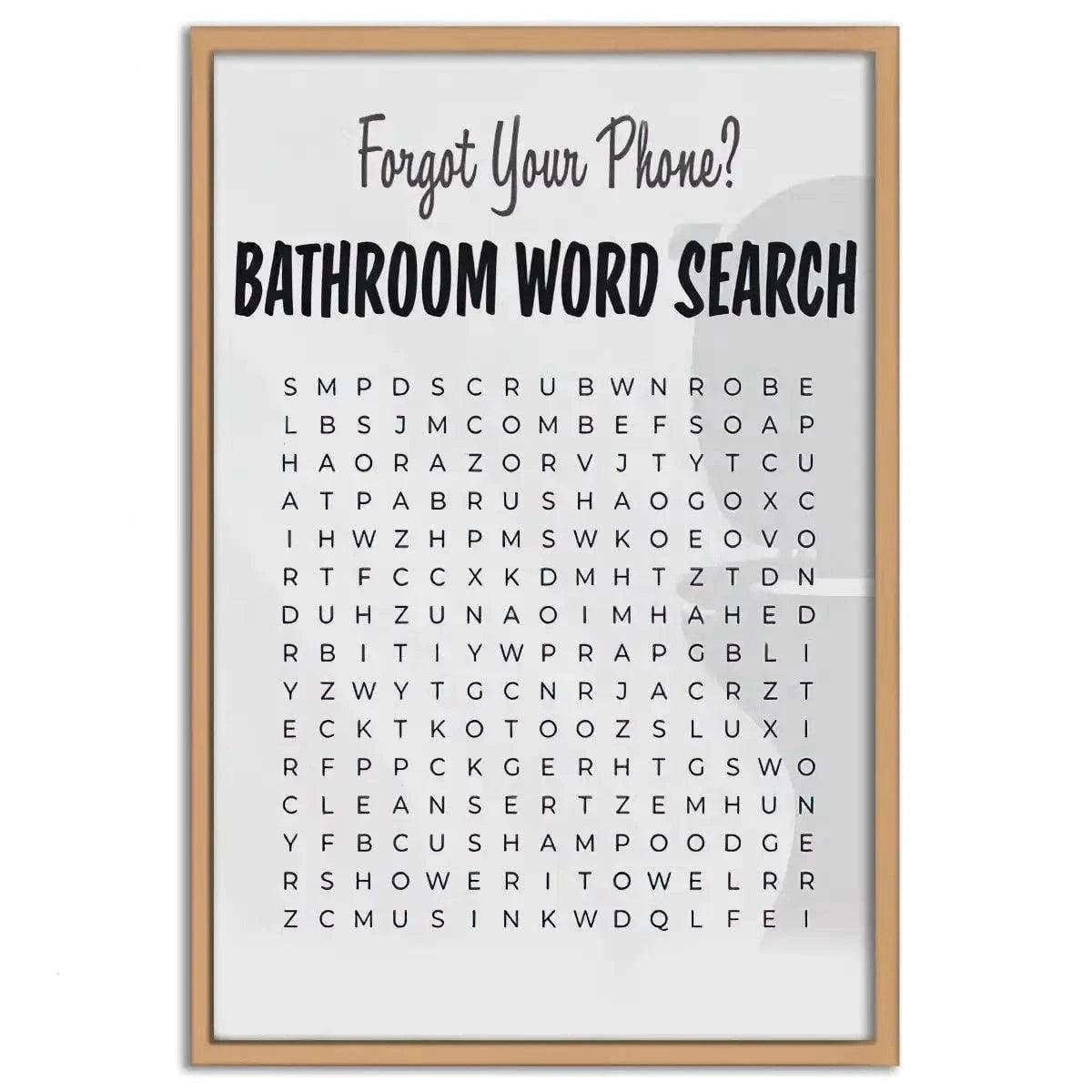 Bathroom Word Search - Leinwandbild Lifestyle SimpleCanvas Canvas