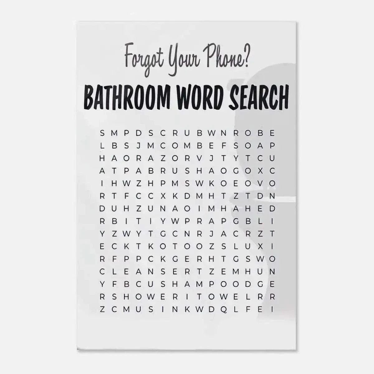 Bathroom Word Search - Leinwandbild Lifestyle SimpleCanvas Canvas