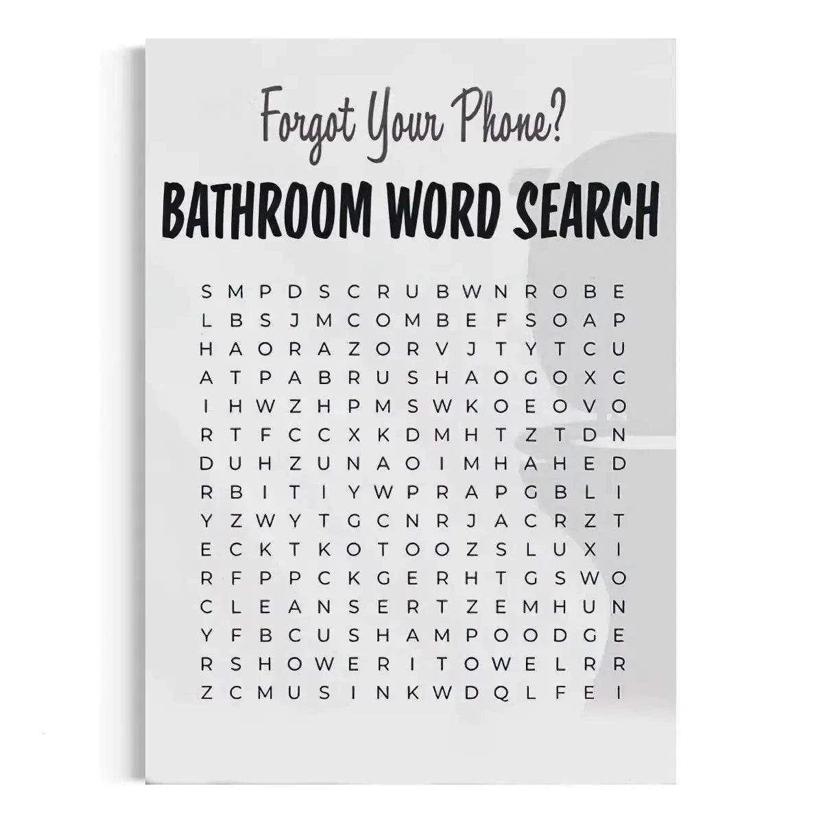 Bathroom Word Search - Leinwandbild Lifestyle SimpleCanvas Canvas