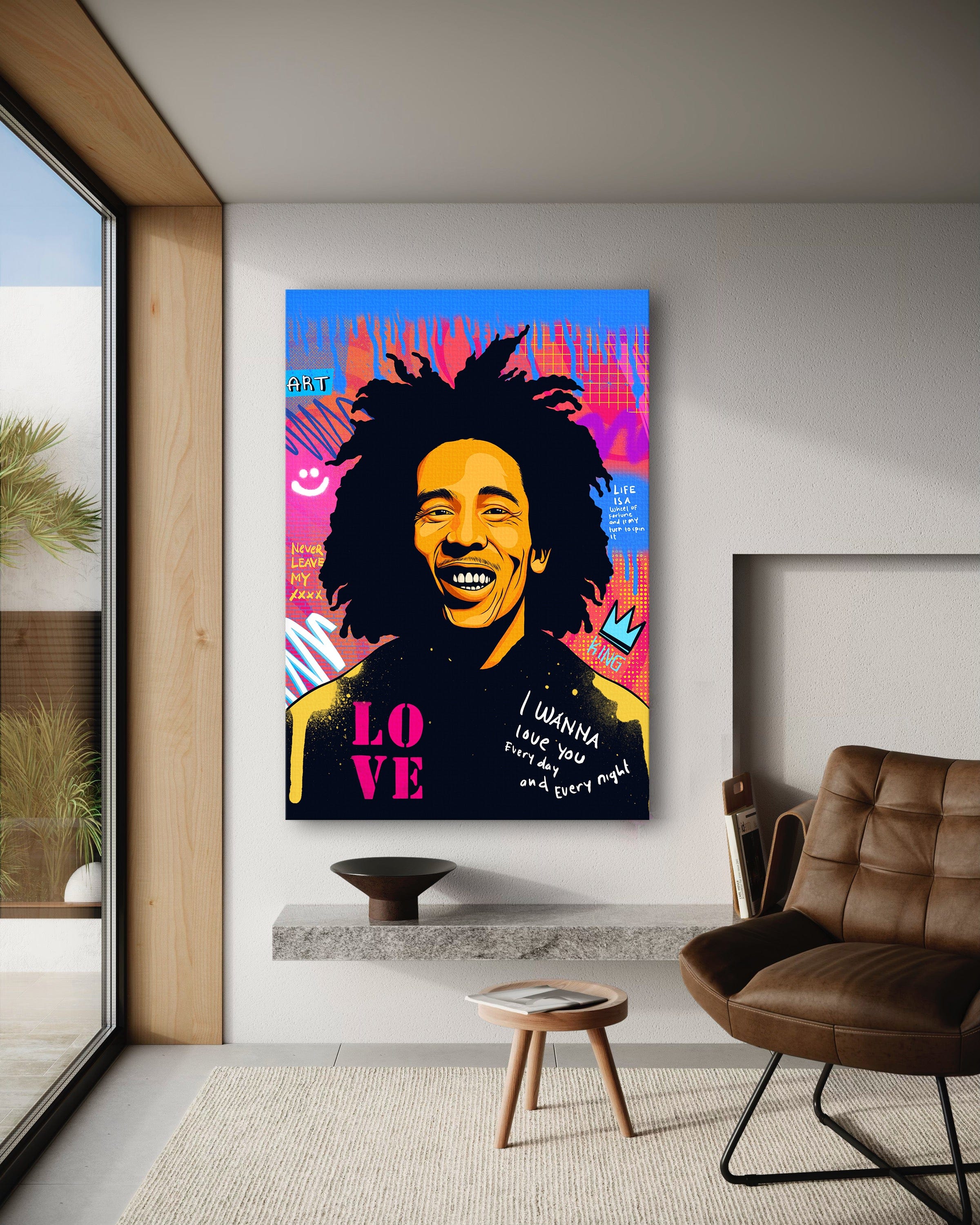 Bob Marley - Leinwandbild Pop Art Mildwords Canvas