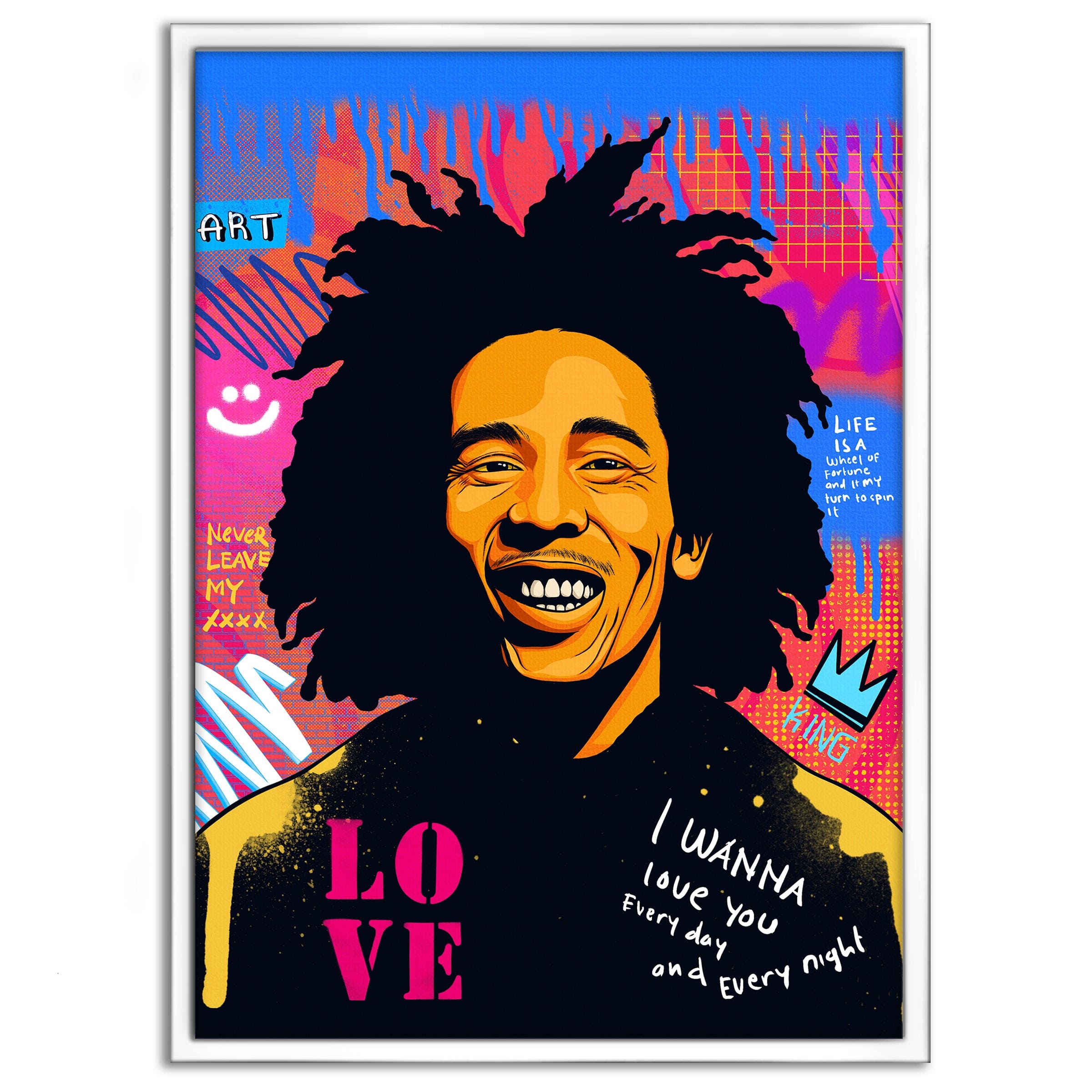 Bob Marley - Leinwandbild Pop Art Mildwords Canvas