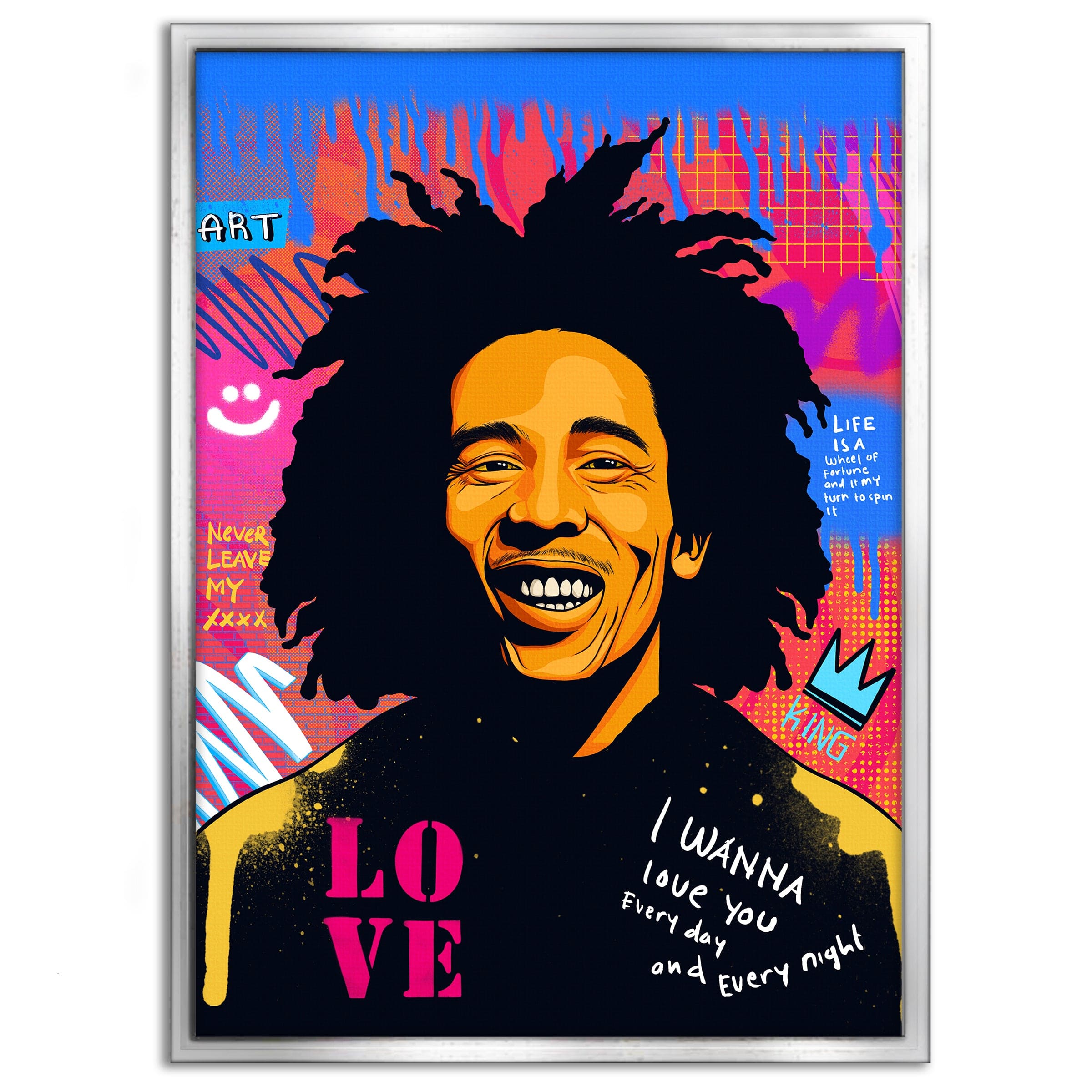 Bob Marley - Leinwandbild Pop Art Mildwords Canvas