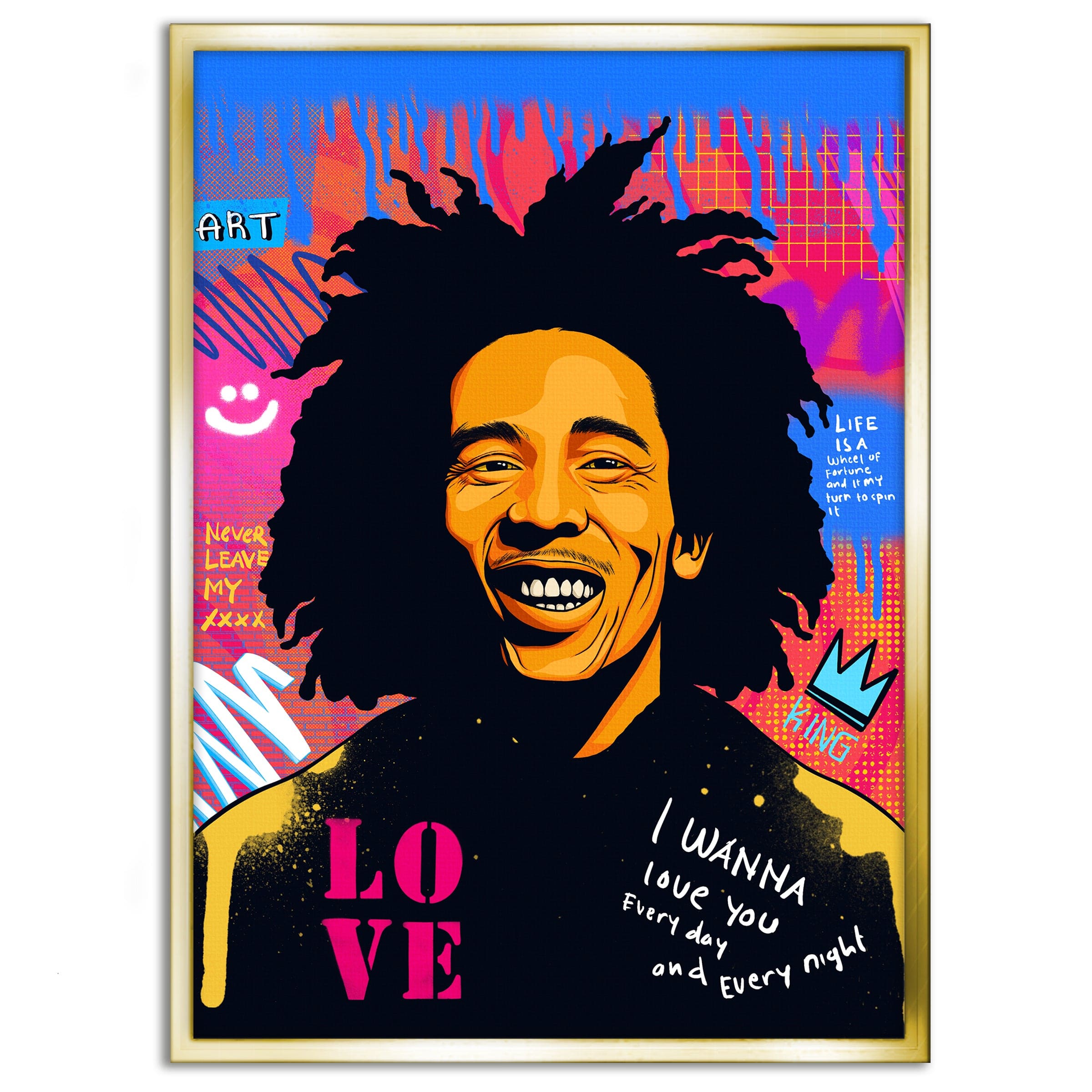 Bob Marley - Leinwandbild Pop Art Mildwords Canvas