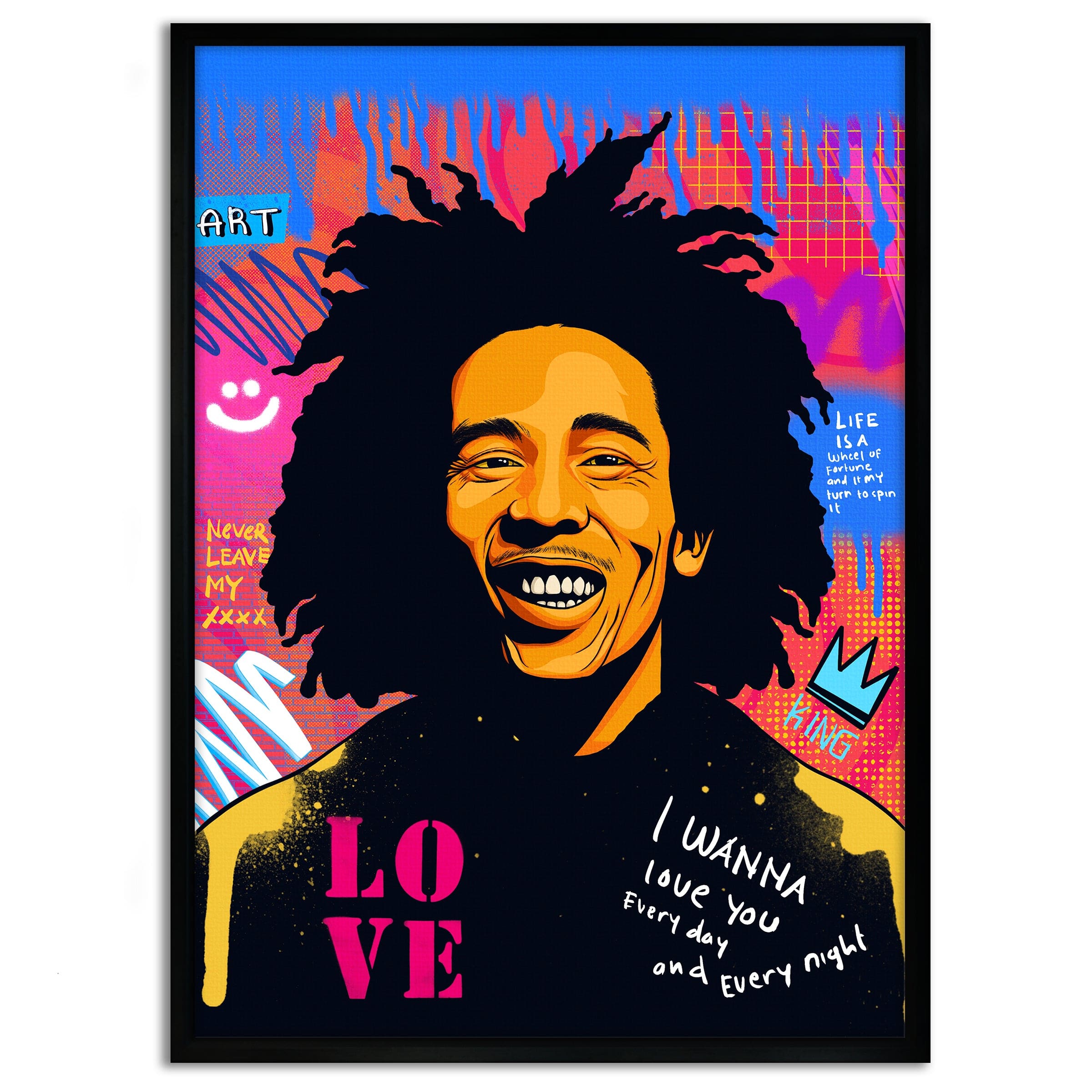 Bob Marley - Leinwandbild Pop Art Mildwords Canvas