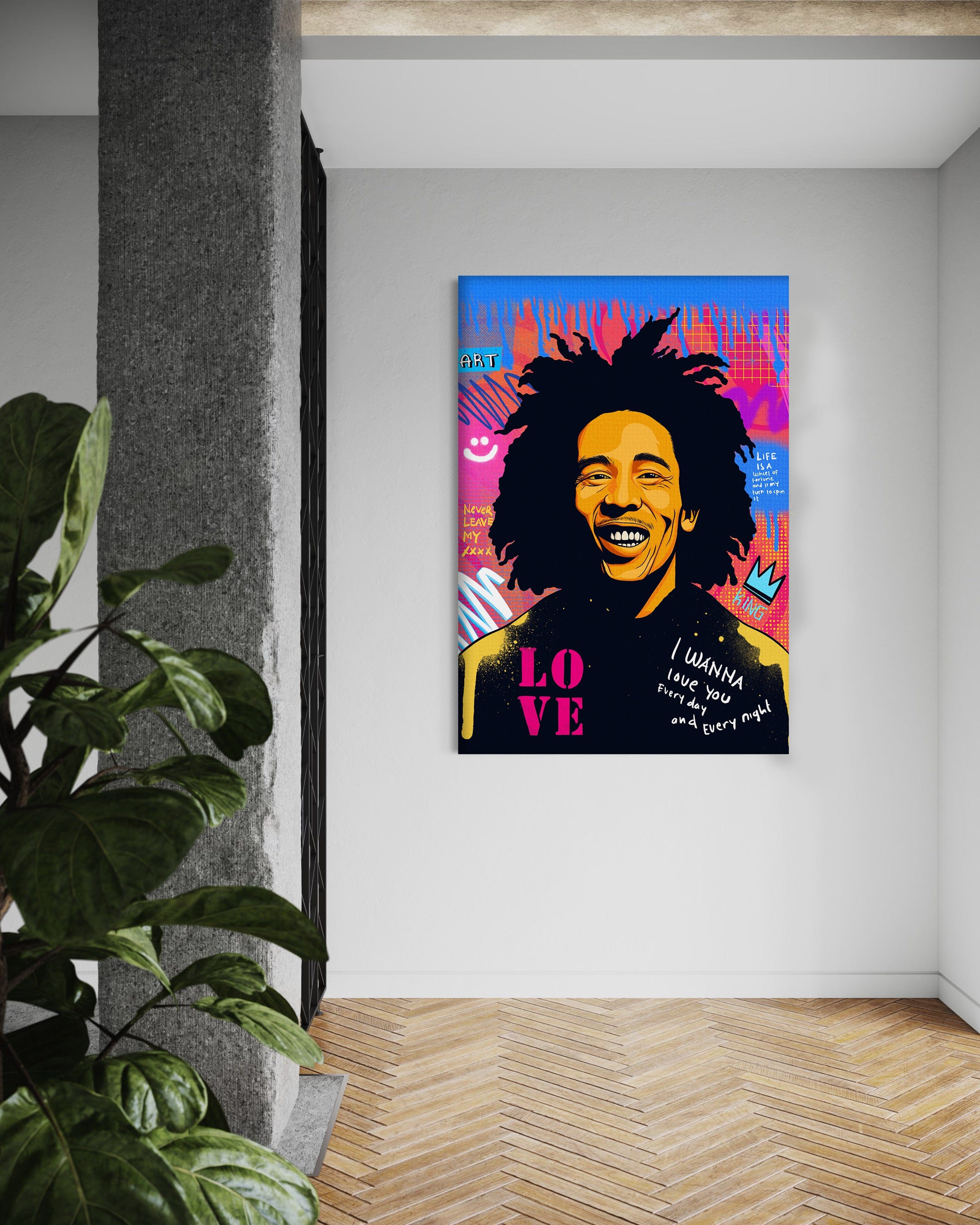 Bob Marley - Leinwandbild Pop Art Mildwords Canvas