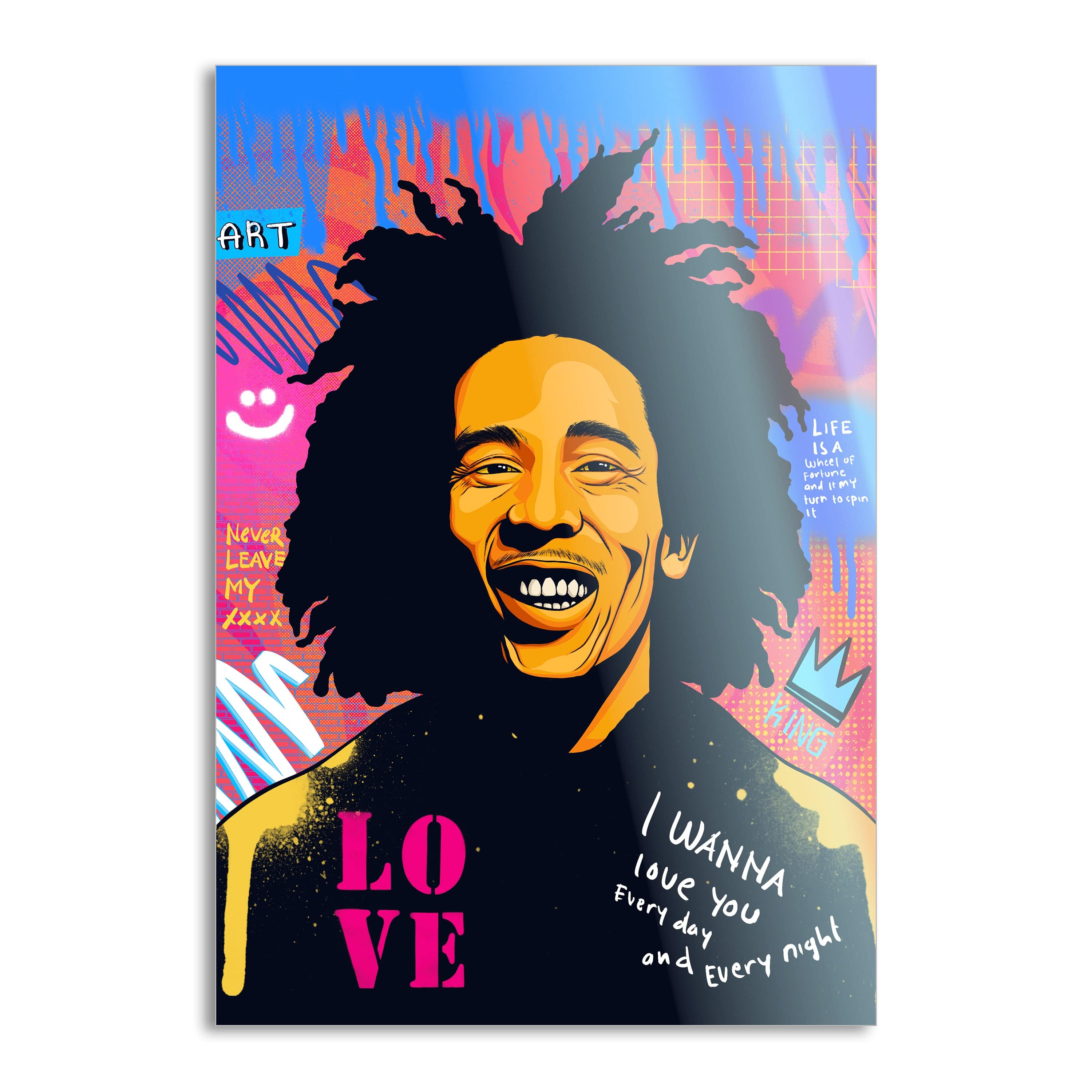 Bob Marley - Leinwandbild Pop Art Mildwords Canvas