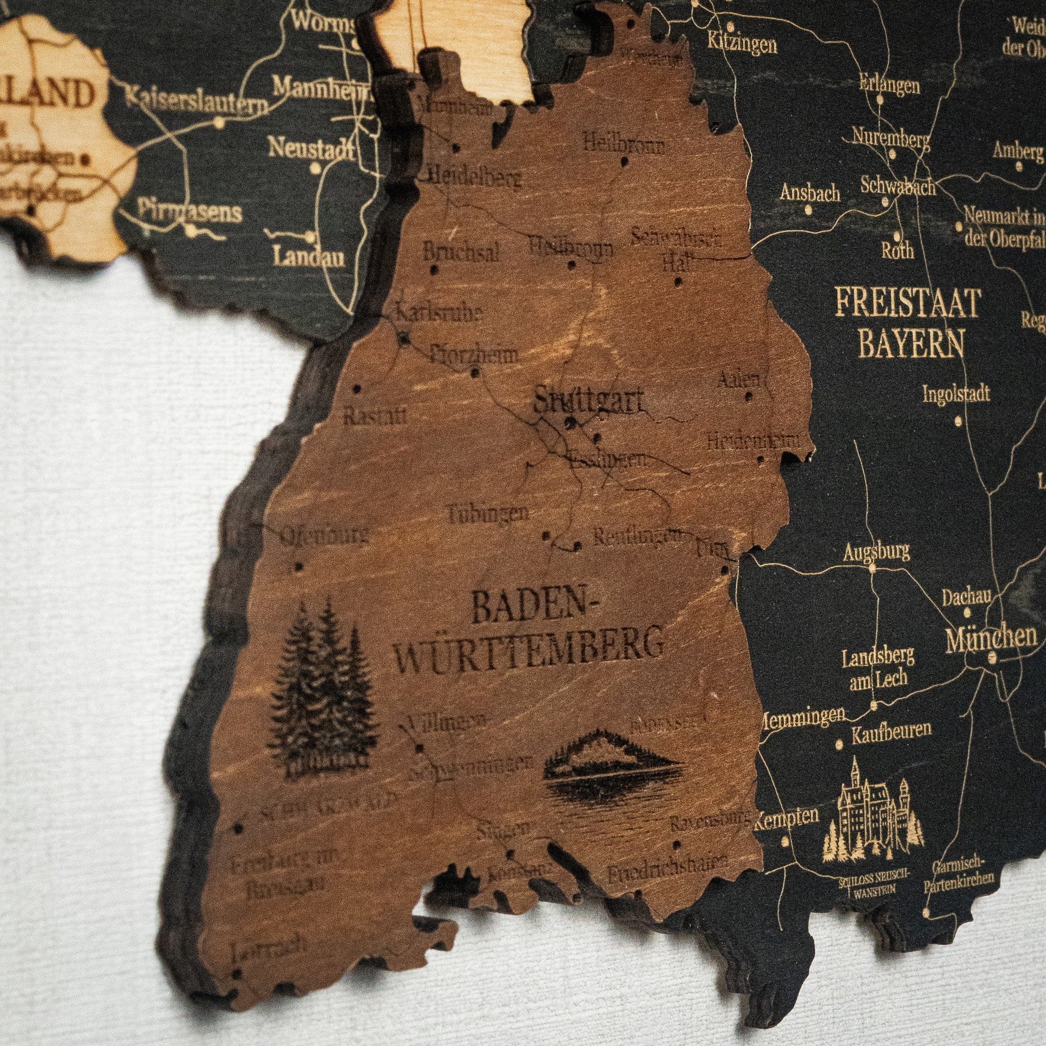 Deutschland 3D Holzkarte The5thFlavour 3D Wooden Country Maps