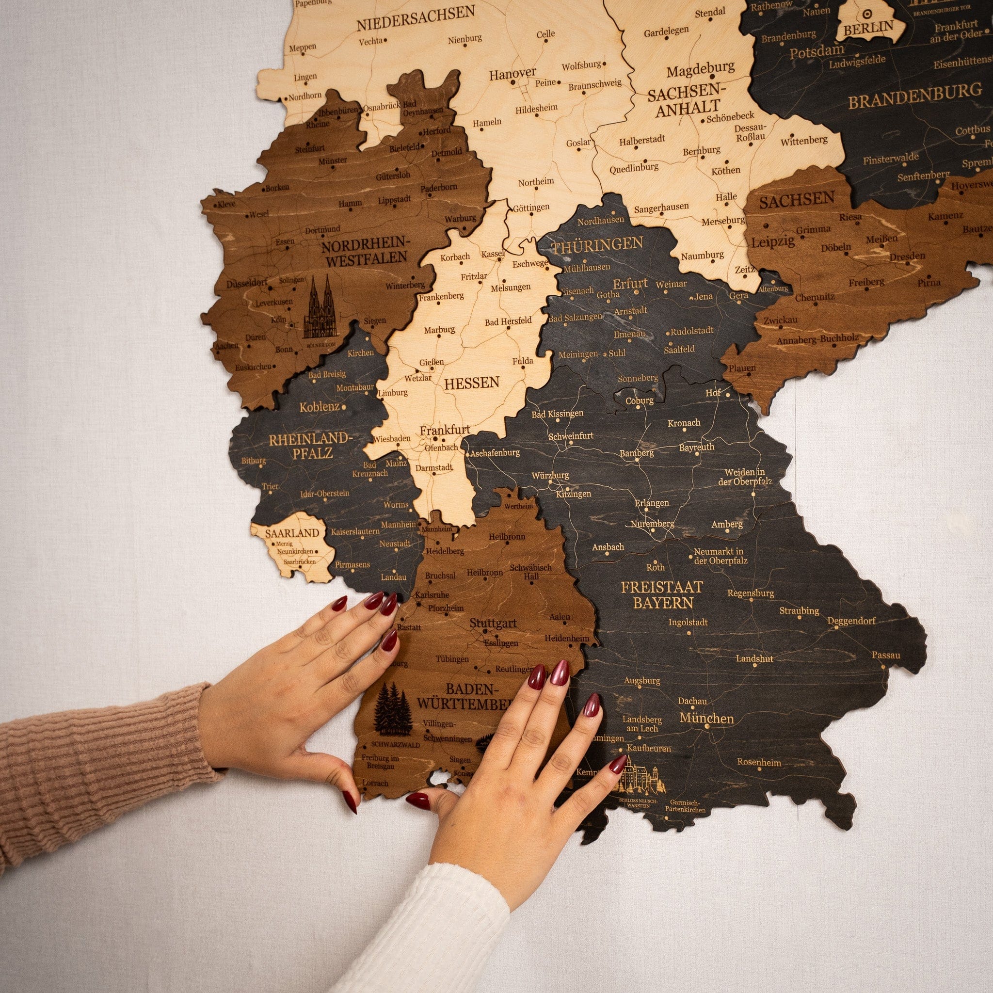 Deutschland 3D Holzkarte The5thFlavour 3D Wooden Country Maps