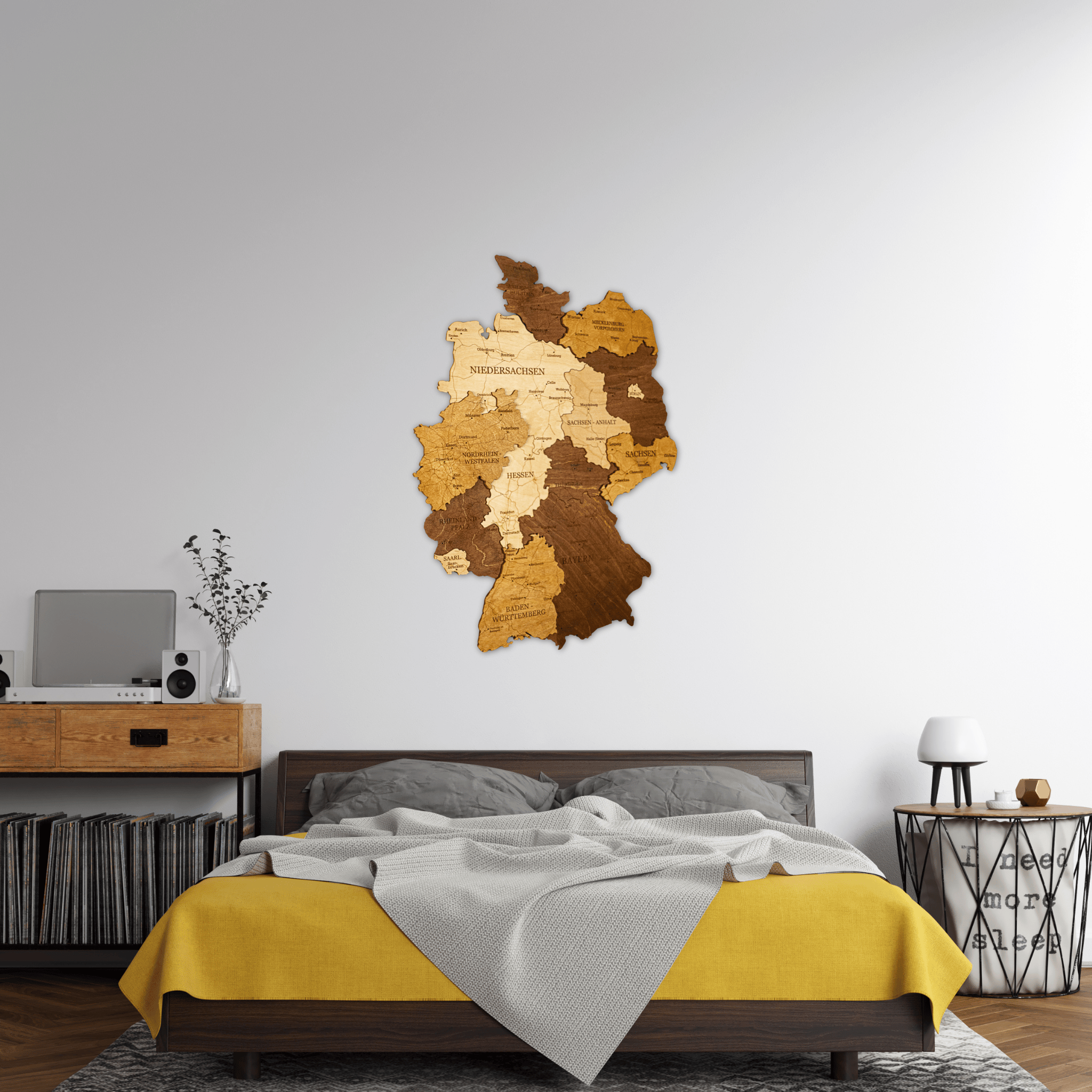 Deutschland 3D Holzkarte The5thFlavour 3D Wooden Country Maps MEDIUM: 45 × 35 cm [17.7 × 13.8 in] / Midnight Oak Brown / No Landmarks