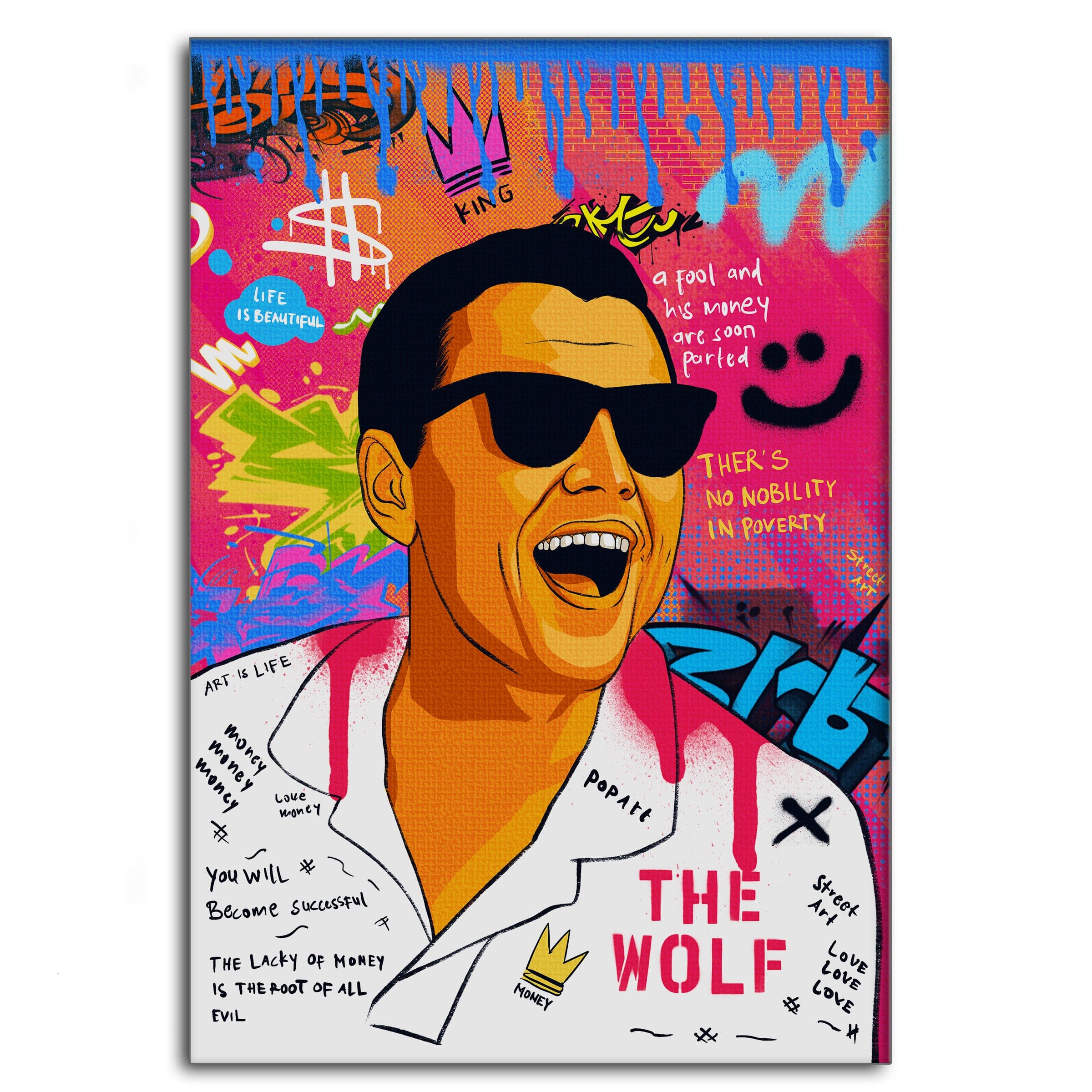 DiCaprio Wolf of Wallstreet - Leinwandbild Pop Art Mildwords Canvas