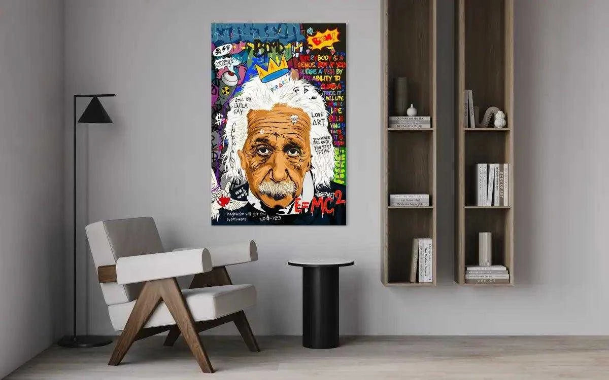 Everybody is a genius - Einstein - Leinwandbild Pop Art - - 120x160 cm 150x200 cm 20x30 cm 40x60 cm 60x90 cm 80x120 cm albert einstein Art Exhibitions canvas colorful Educational Settings einstein pop art Foto auf Leinwand Gift for Scientists Gift for Teachers Home Decor leinwandbilder leinwandbilder motivation luxury canvas luxury wall art motivation wandbild multicolor Office Decor picture pop art pop art canvas Science-themed Events text wall art wandbilder