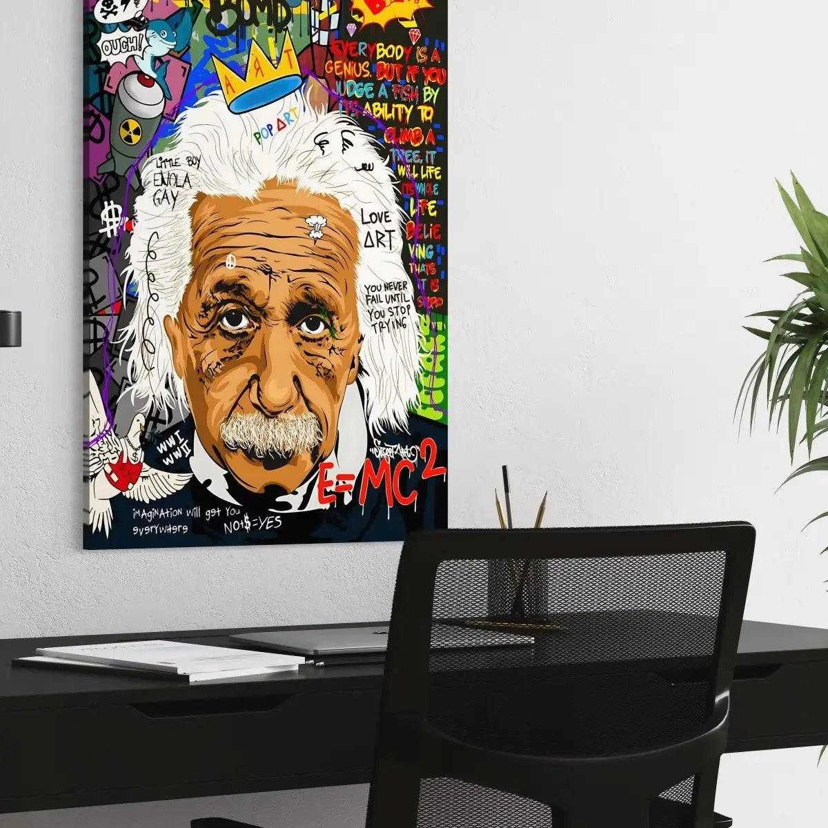 Everybody is a genius - Einstein - Leinwandbild Pop Art - - 120x160 cm 150x200 cm 20x30 cm 40x60 cm 60x90 cm 80x120 cm albert einstein Art Exhibitions canvas colorful Educational Settings einstein pop art Foto auf Leinwand Gift for Scientists Gift for Teachers Home Decor leinwandbilder leinwandbilder motivation luxury canvas luxury wall art motivation wandbild multicolor Office Decor picture pop art pop art canvas Science-themed Events text wall art wandbilder