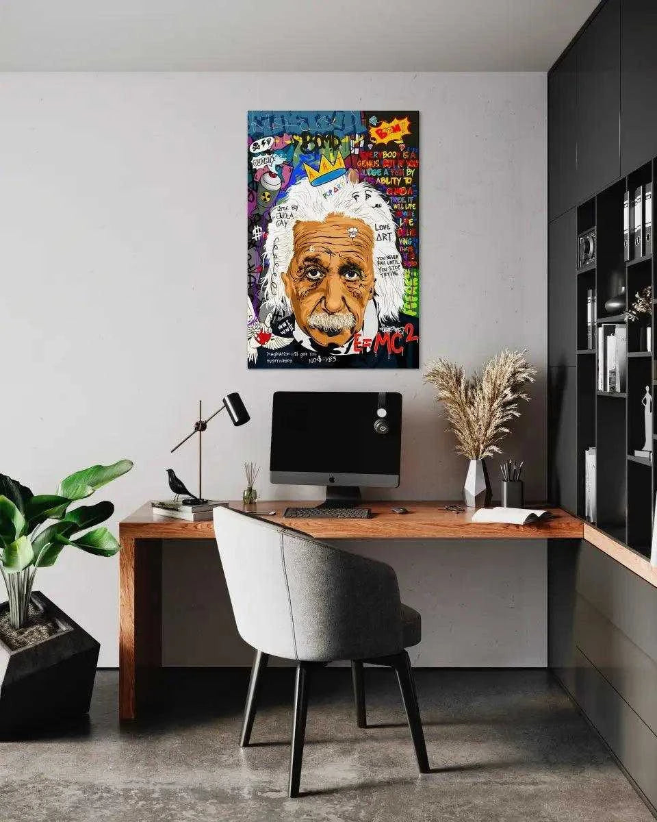 Everybody is a genius - Einstein - Leinwandbild Pop Art - - 120x160 cm 150x200 cm 20x30 cm 40x60 cm 60x90 cm 80x120 cm albert einstein Art Exhibitions canvas colorful Educational Settings einstein pop art Foto auf Leinwand Gift for Scientists Gift for Teachers Home Decor leinwandbilder leinwandbilder motivation luxury canvas luxury wall art motivation wandbild multicolor Office Decor picture pop art pop art canvas Science-themed Events text wall art wandbilder