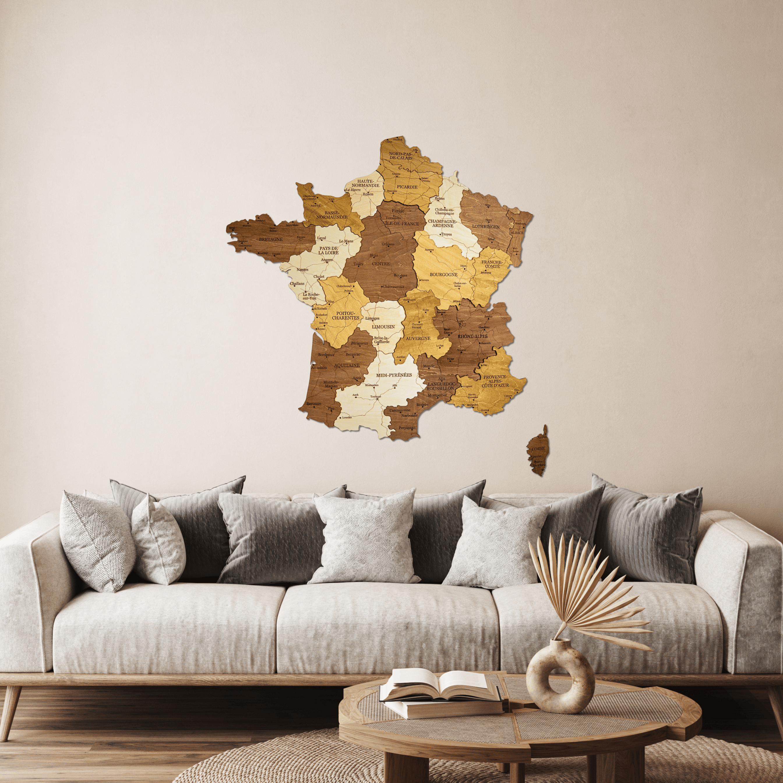 Frankreich 3D Holzkarte The5thFlavour 3D Wooden Country Maps