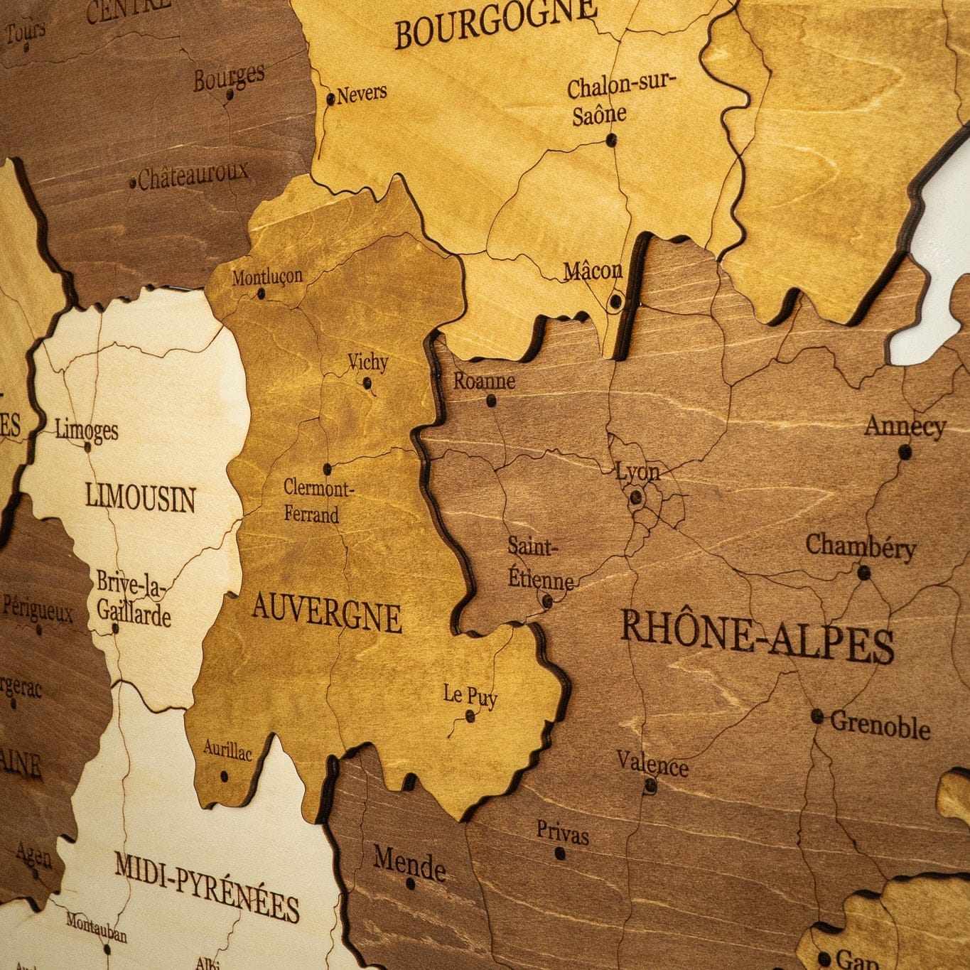 Frankreich 3D Holzkarte The5thFlavour 3D Wooden Country Maps