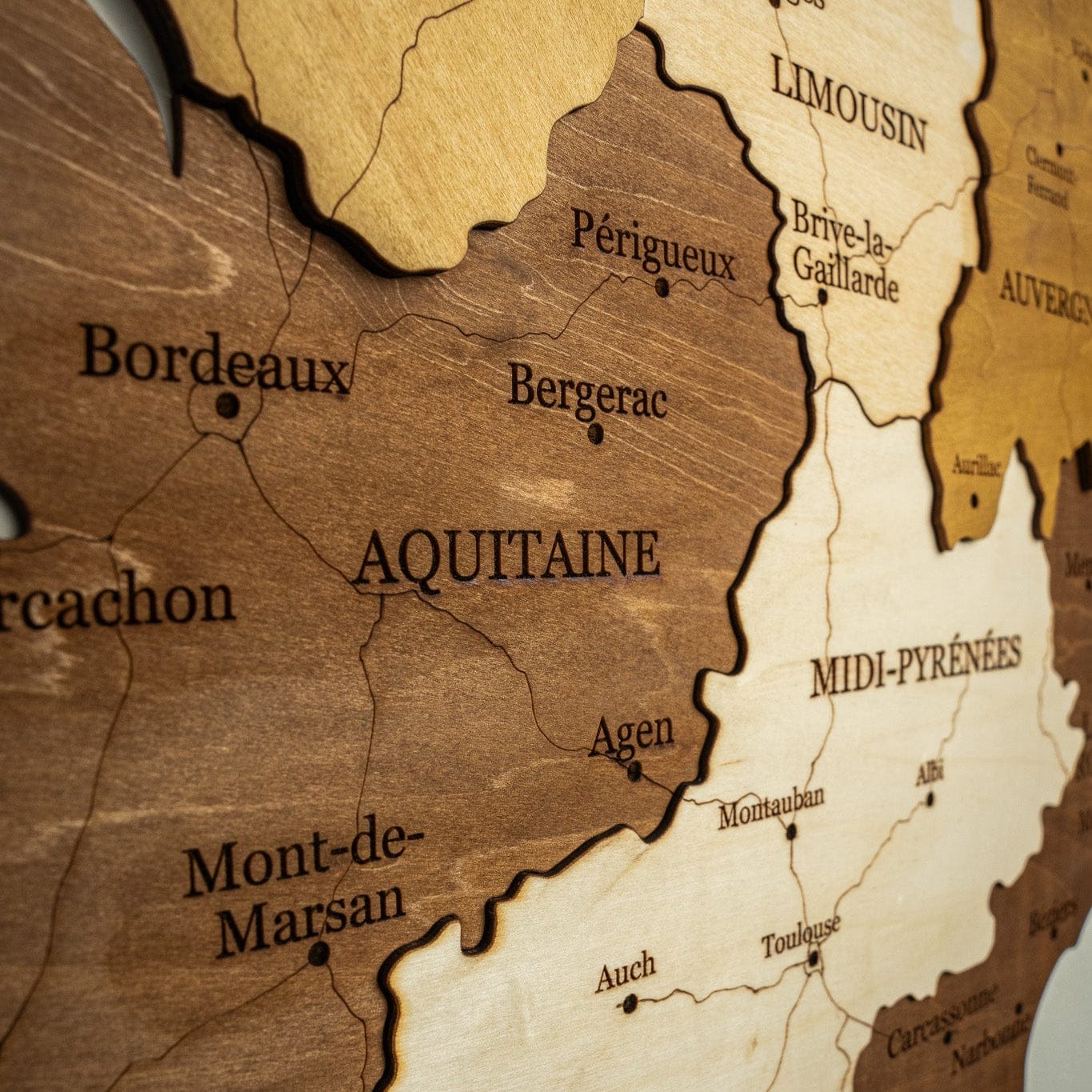 Frankreich 3D Holzkarte The5thFlavour 3D Wooden Country Maps