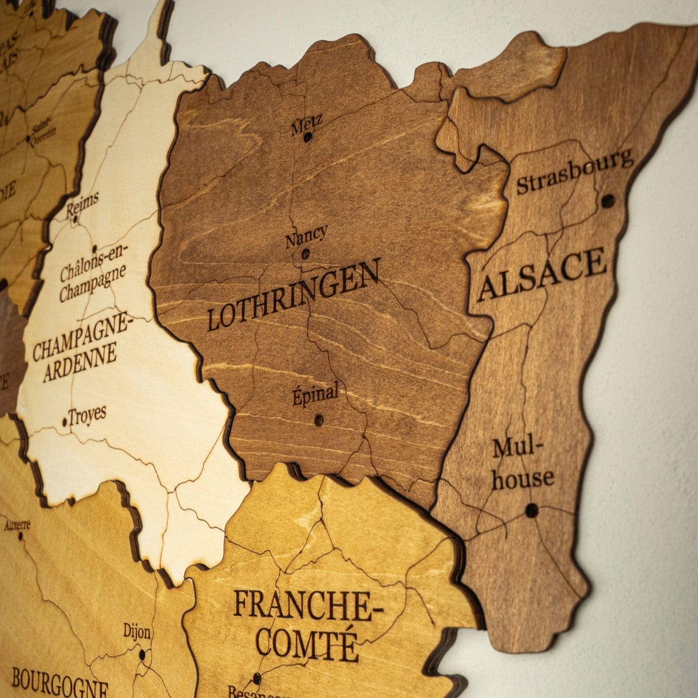 Frankreich 3D Holzkarte The5thFlavour 3D Wooden Country Maps