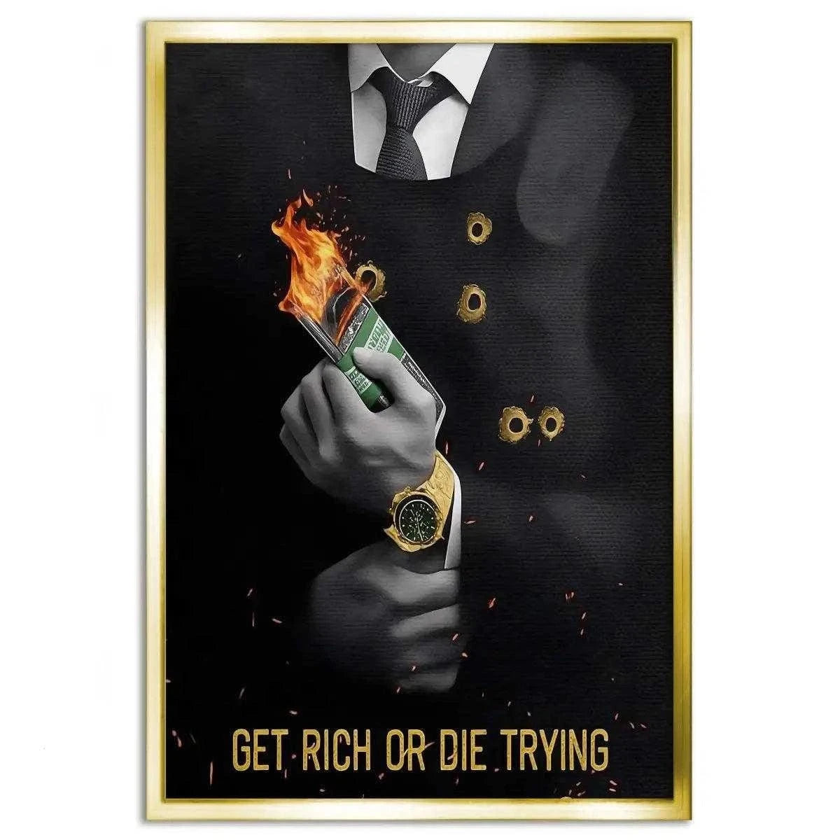 Get rich or die trying - Leinwandbild Motivation SimpleCanvas Canvas