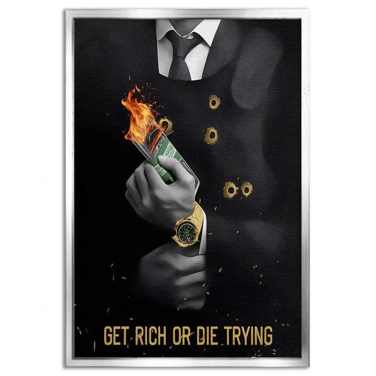 Get rich or die trying - Leinwandbild Motivation SimpleCanvas Canvas