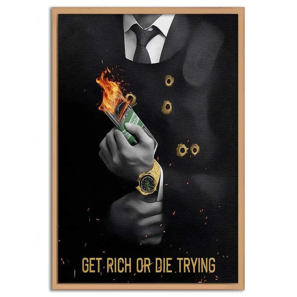 Get rich or die trying - Leinwandbild Motivation SimpleCanvas Canvas