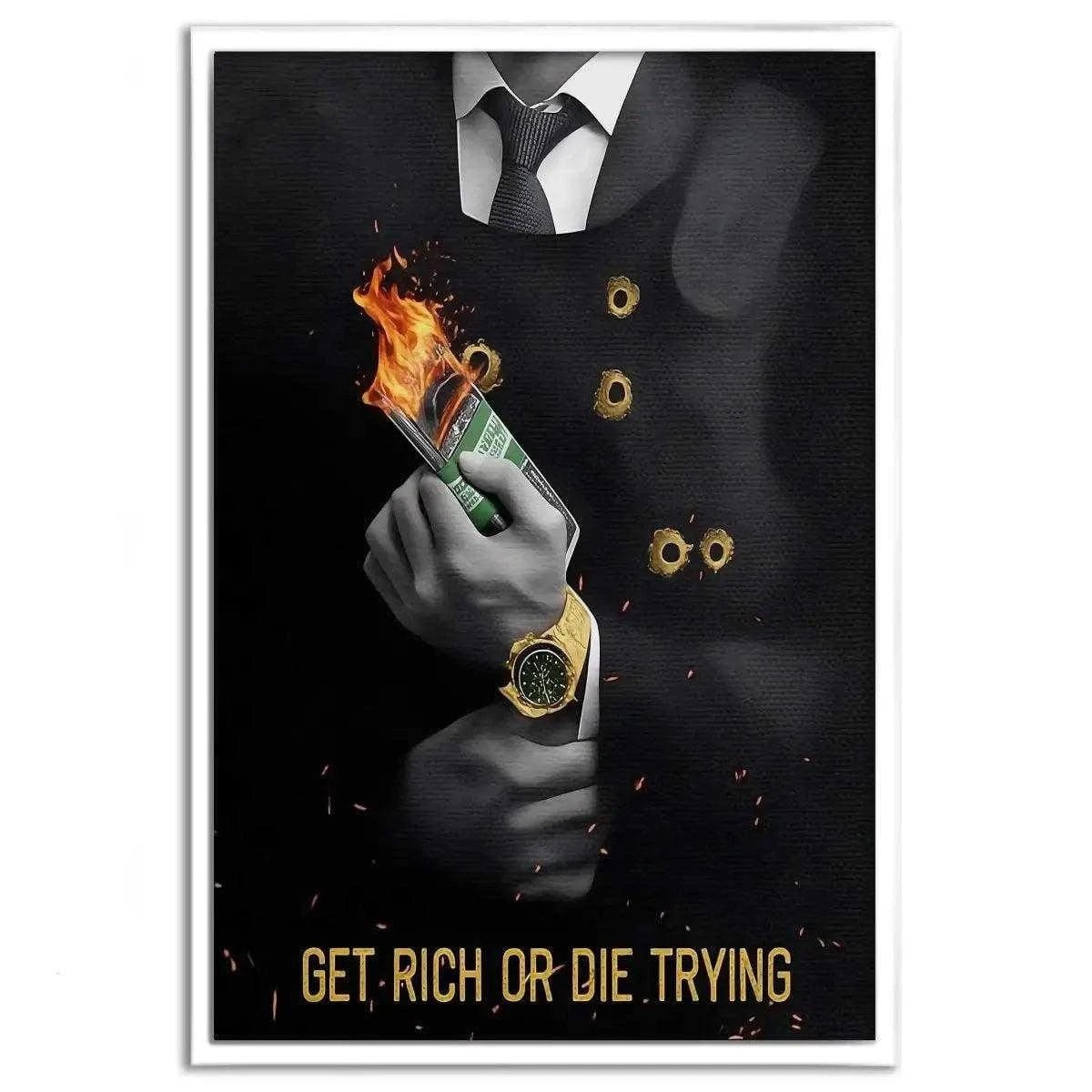Get rich or die trying - Leinwandbild Motivation SimpleCanvas Canvas