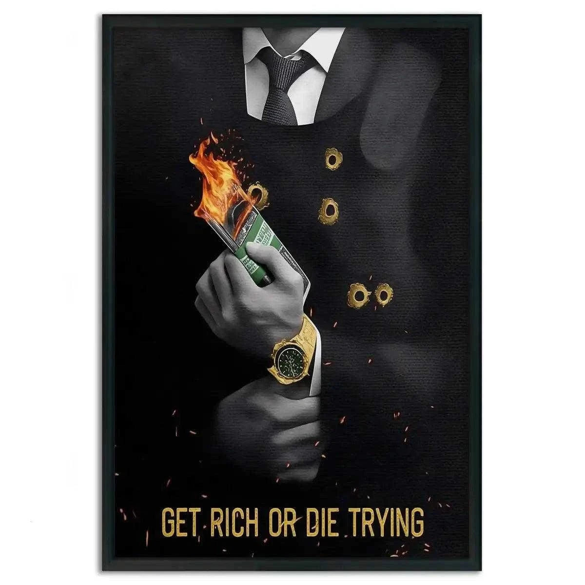 Get rich or die trying - Leinwandbild Motivation SimpleCanvas Canvas