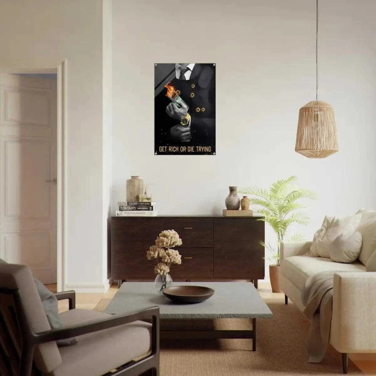 Get rich or die trying - Leinwandbild Motivation SimpleCanvas Canvas