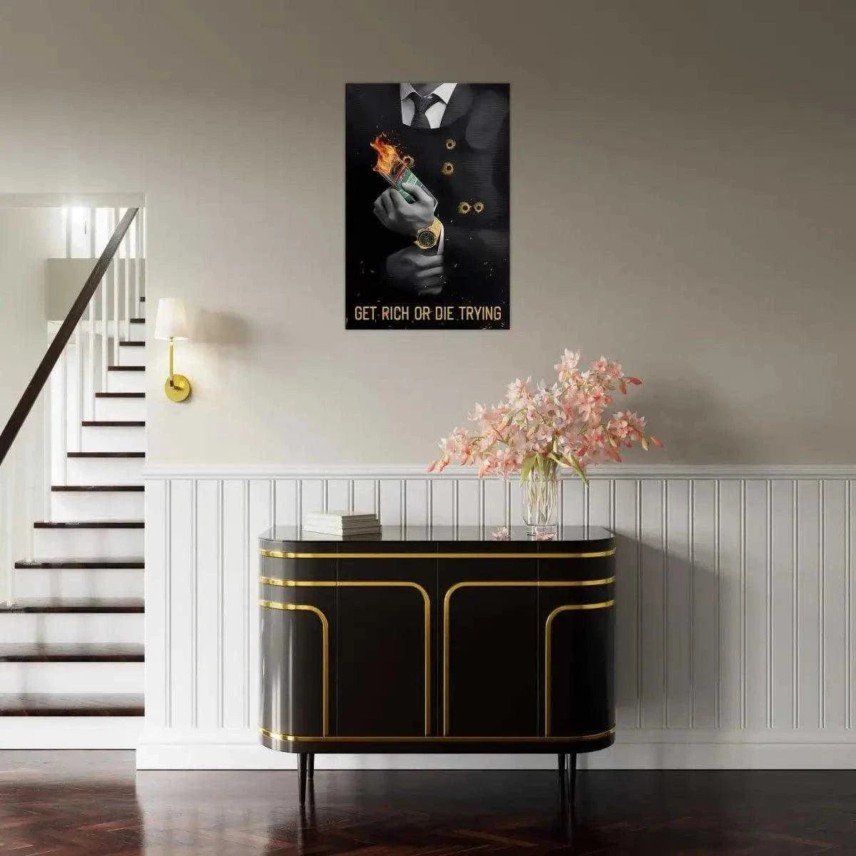 Get rich or die trying - Leinwandbild Motivation SimpleCanvas Canvas