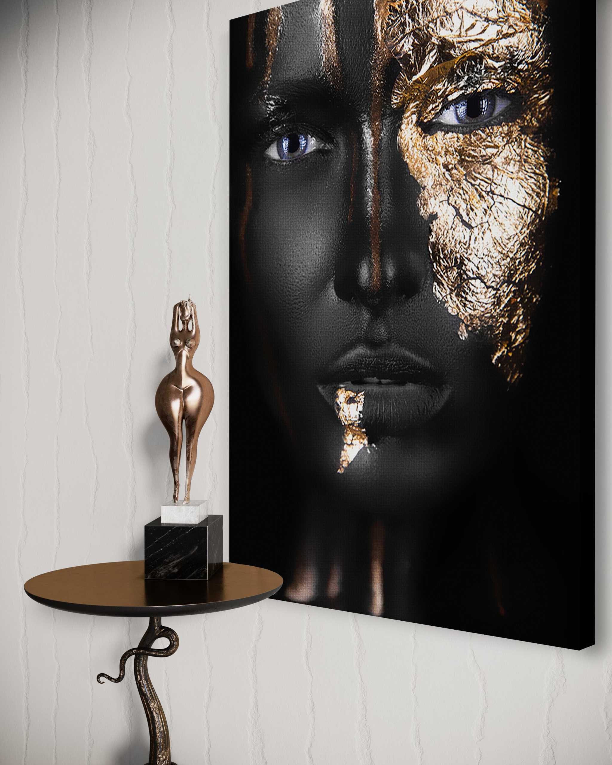 Golden Face I - Leinwandbild Luxuriös SimpleCanvas Canvas