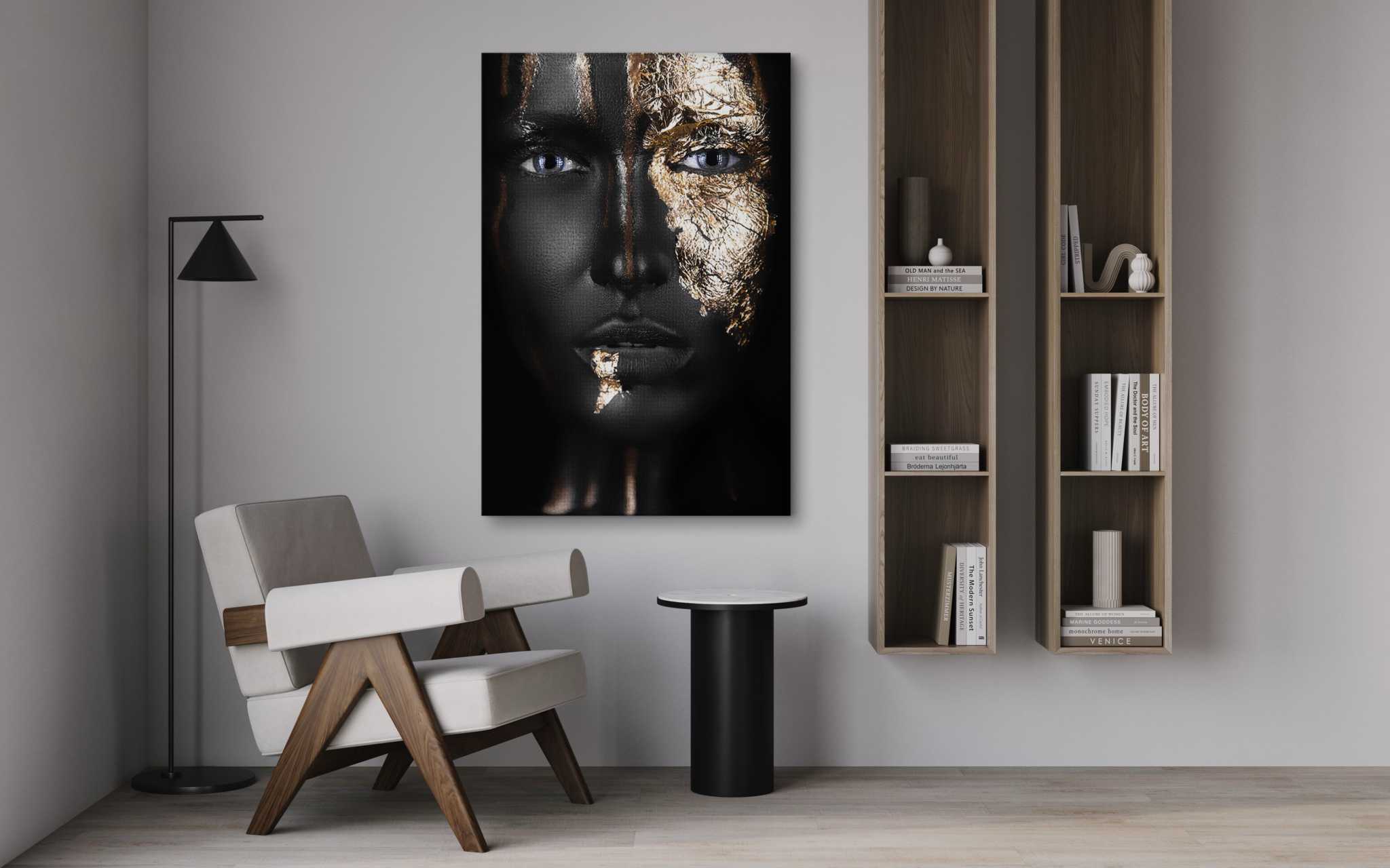Golden Face I - Leinwandbild Luxuriös SimpleCanvas Canvas