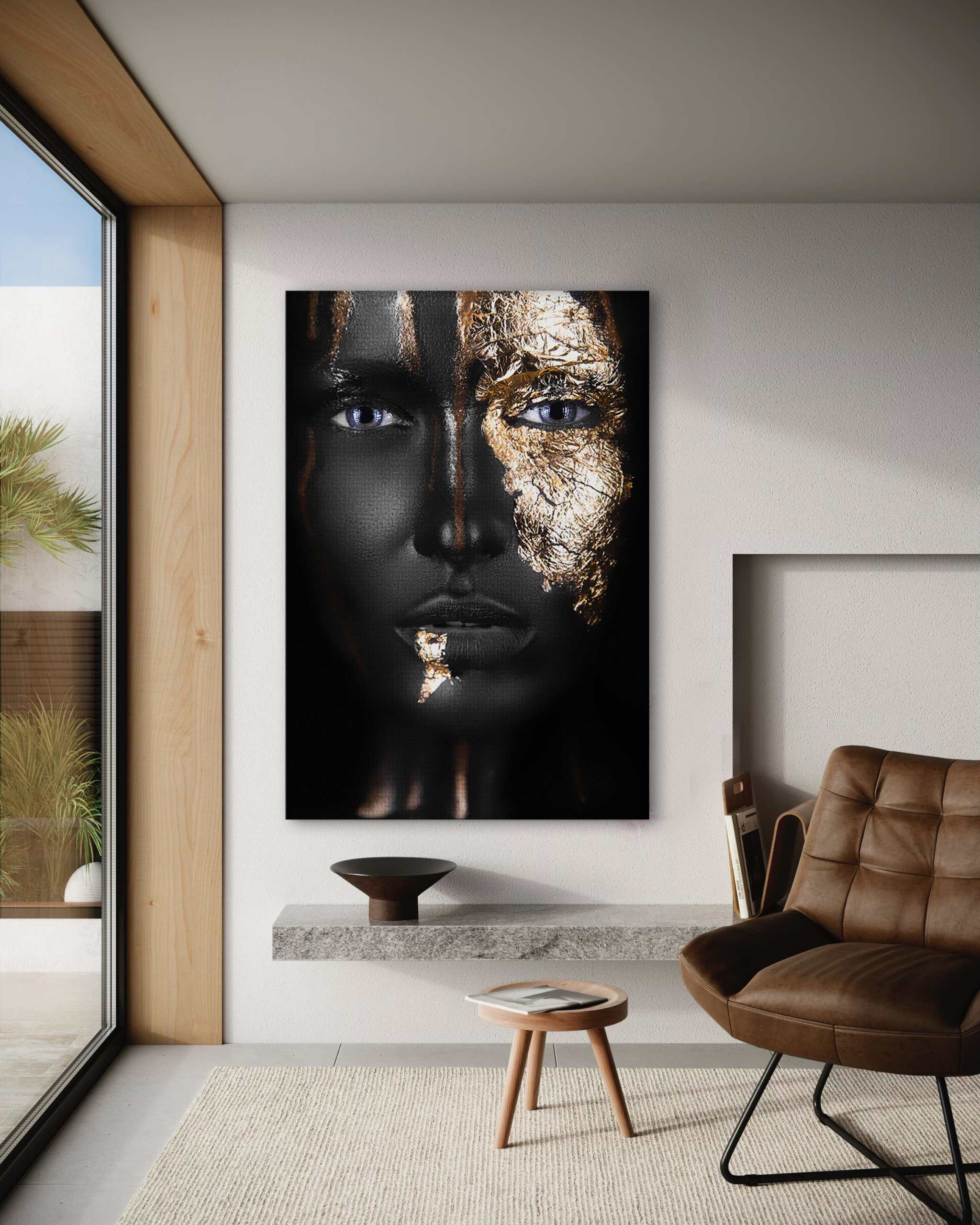 Golden Face I - Leinwandbild Luxuriös SimpleCanvas Canvas