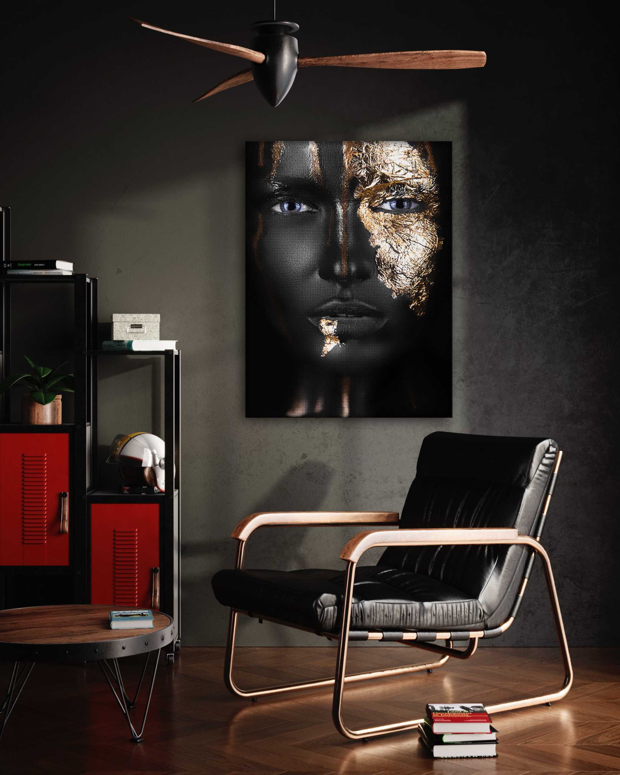 Golden Face I - Leinwandbild Luxuriös SimpleCanvas Canvas