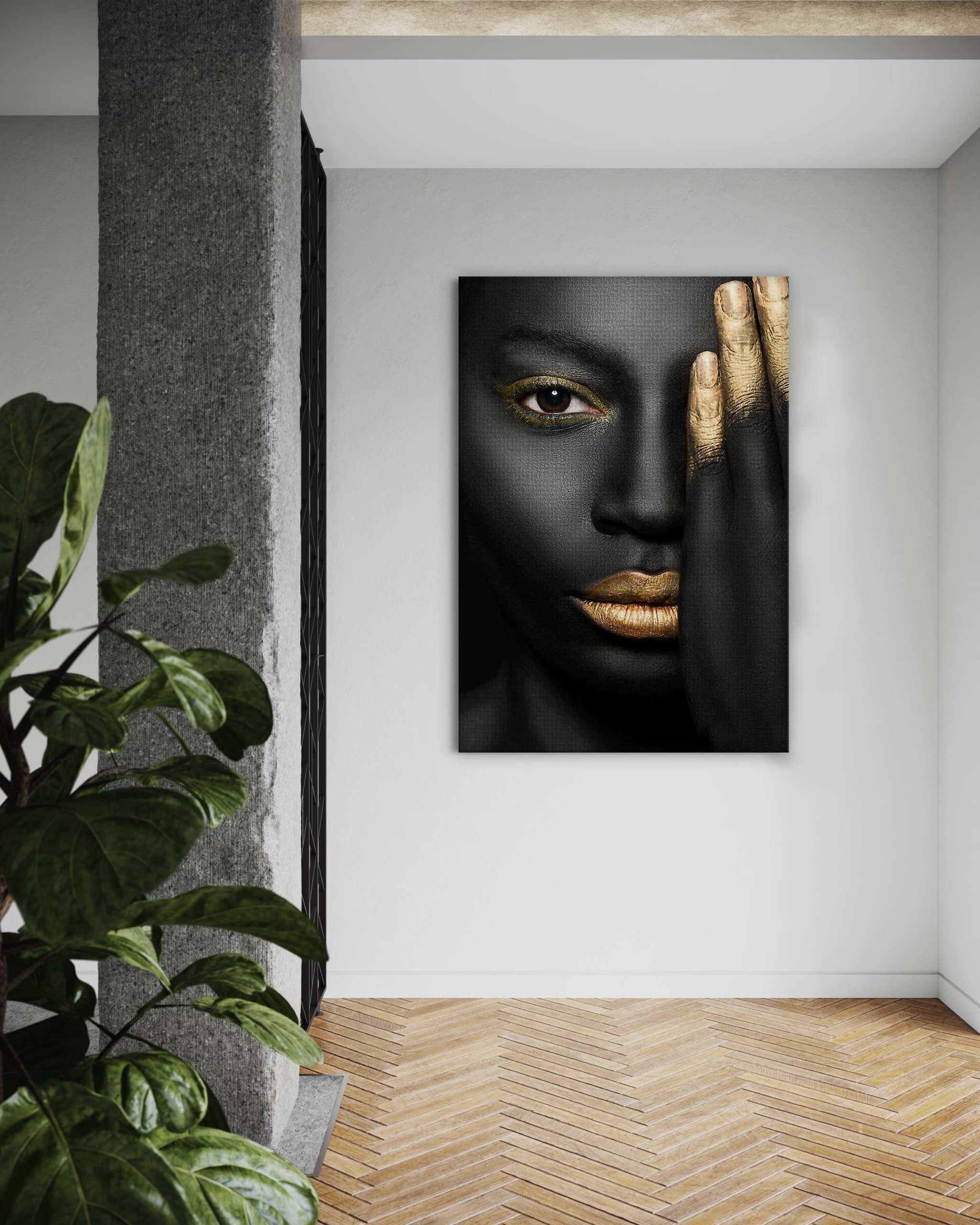 Golden Face II - Leinwandbild Luxuriös SimpleCanvas Canvas