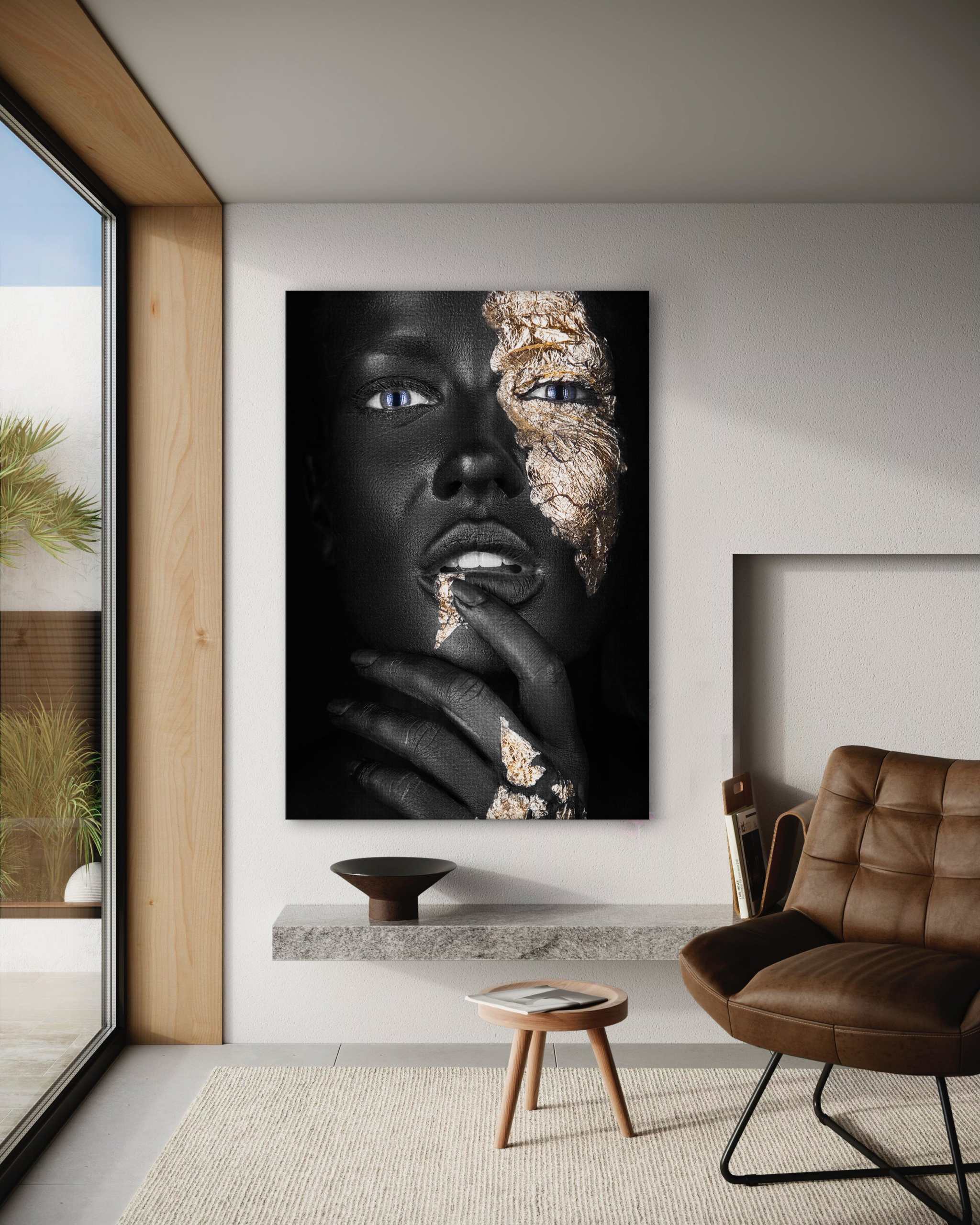 Golden Face IV - Leinwandbild Luxuriös SimpleCanvas Canvas