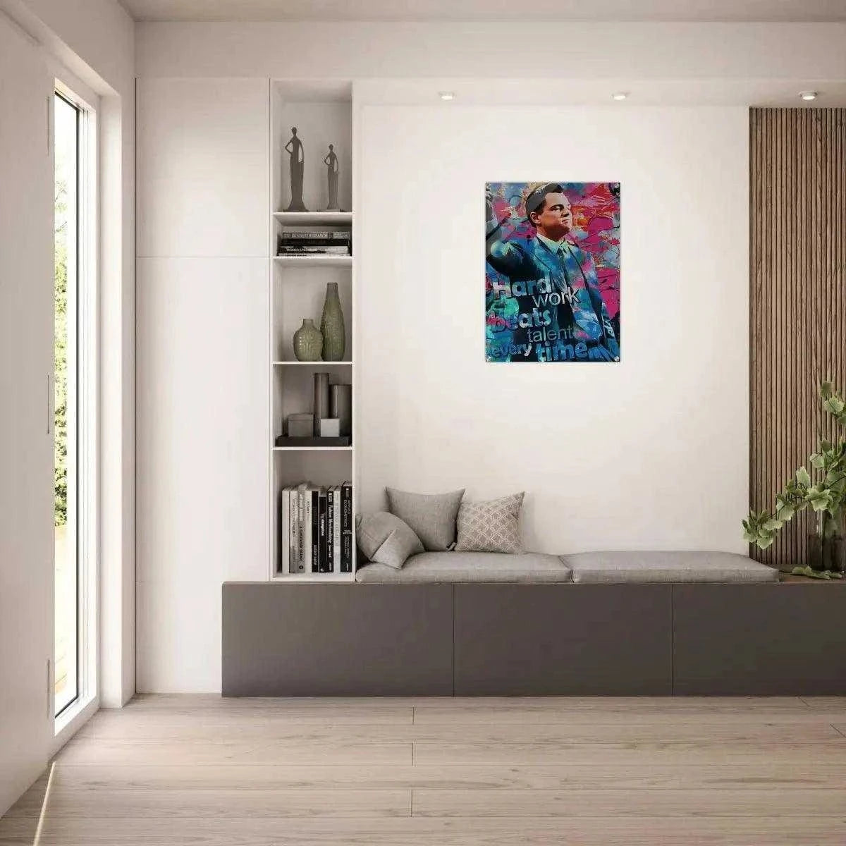 Hard Work Beats Talent - Jordan Belfort - Leinwandbild Pop Art SimpleCanvas Canvas