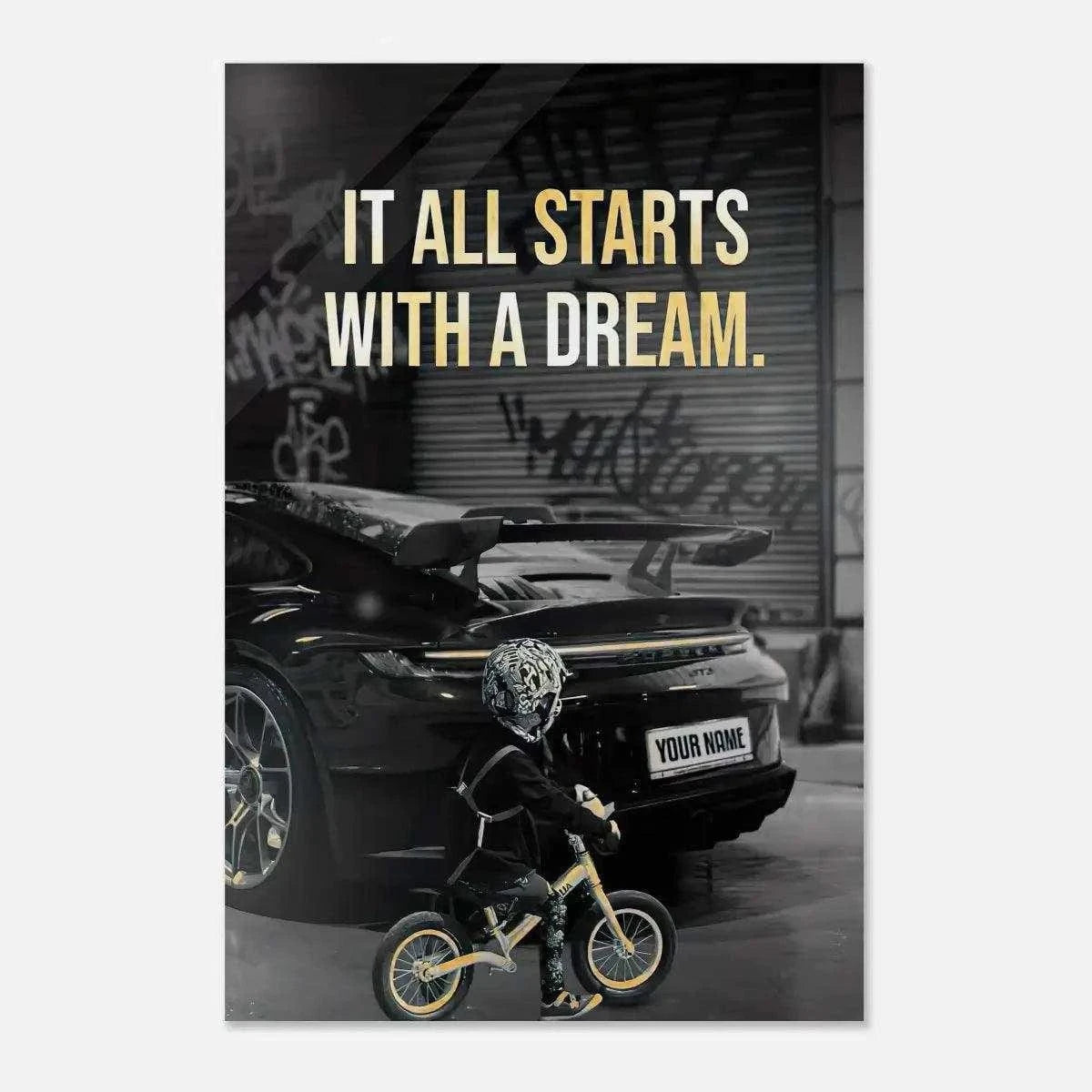 It all starts with a dream - Dein Wunschkennzeichen - Leinwandbild Motivation SimpleCanvas Canvas
