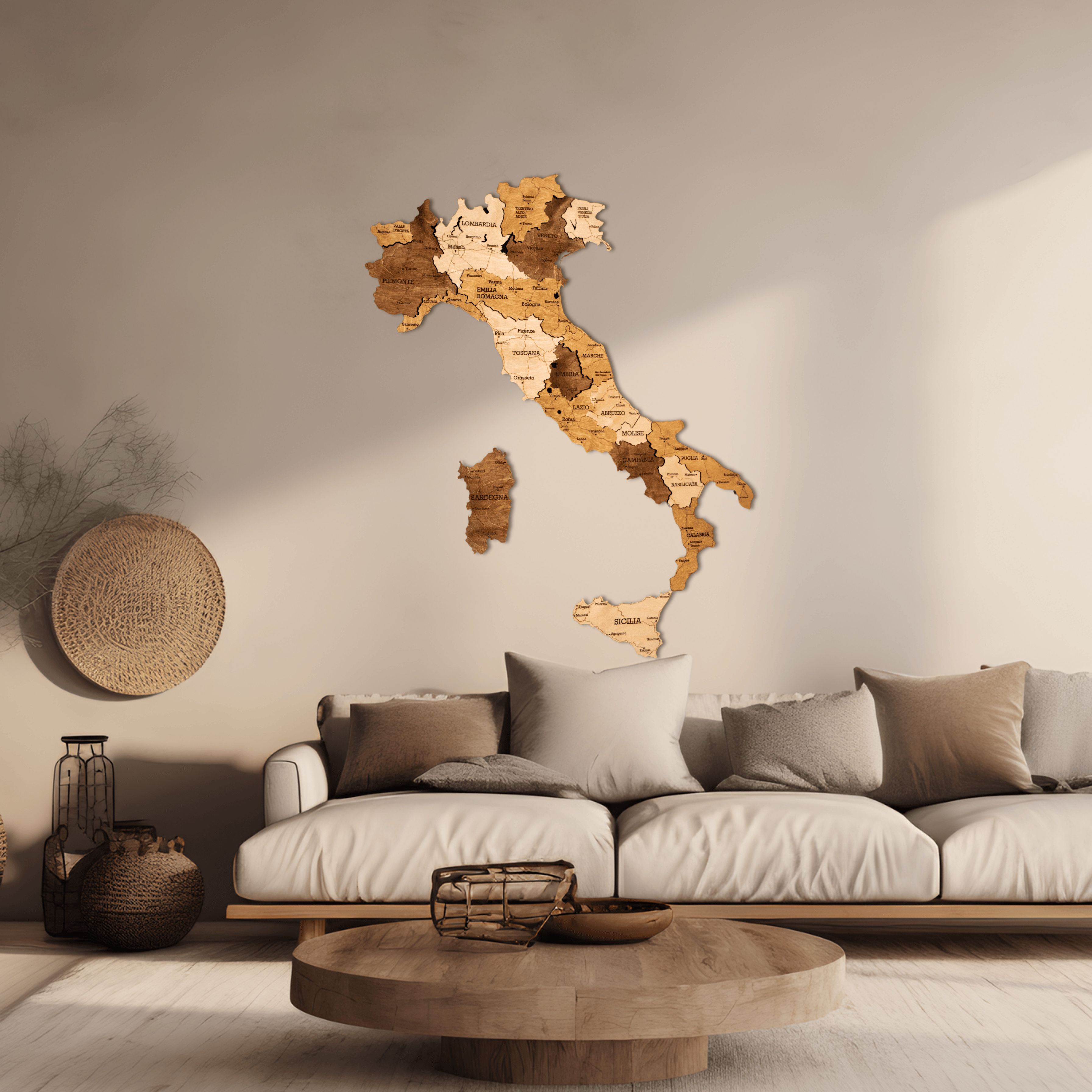 Italien 3D Holzkarte The5thFlavour 3D Wooden Country Maps