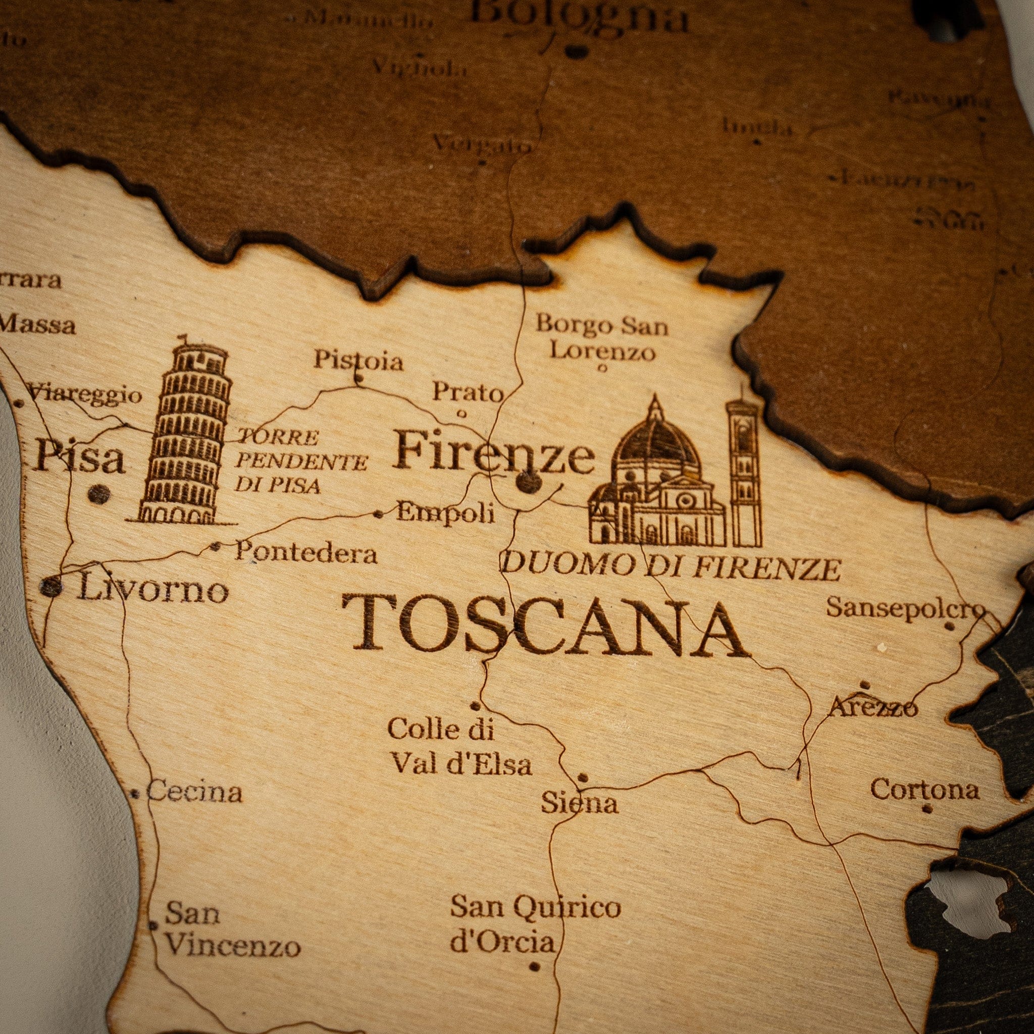 Italien 3D Holzkarte The5thFlavour 3D Wooden Country Maps