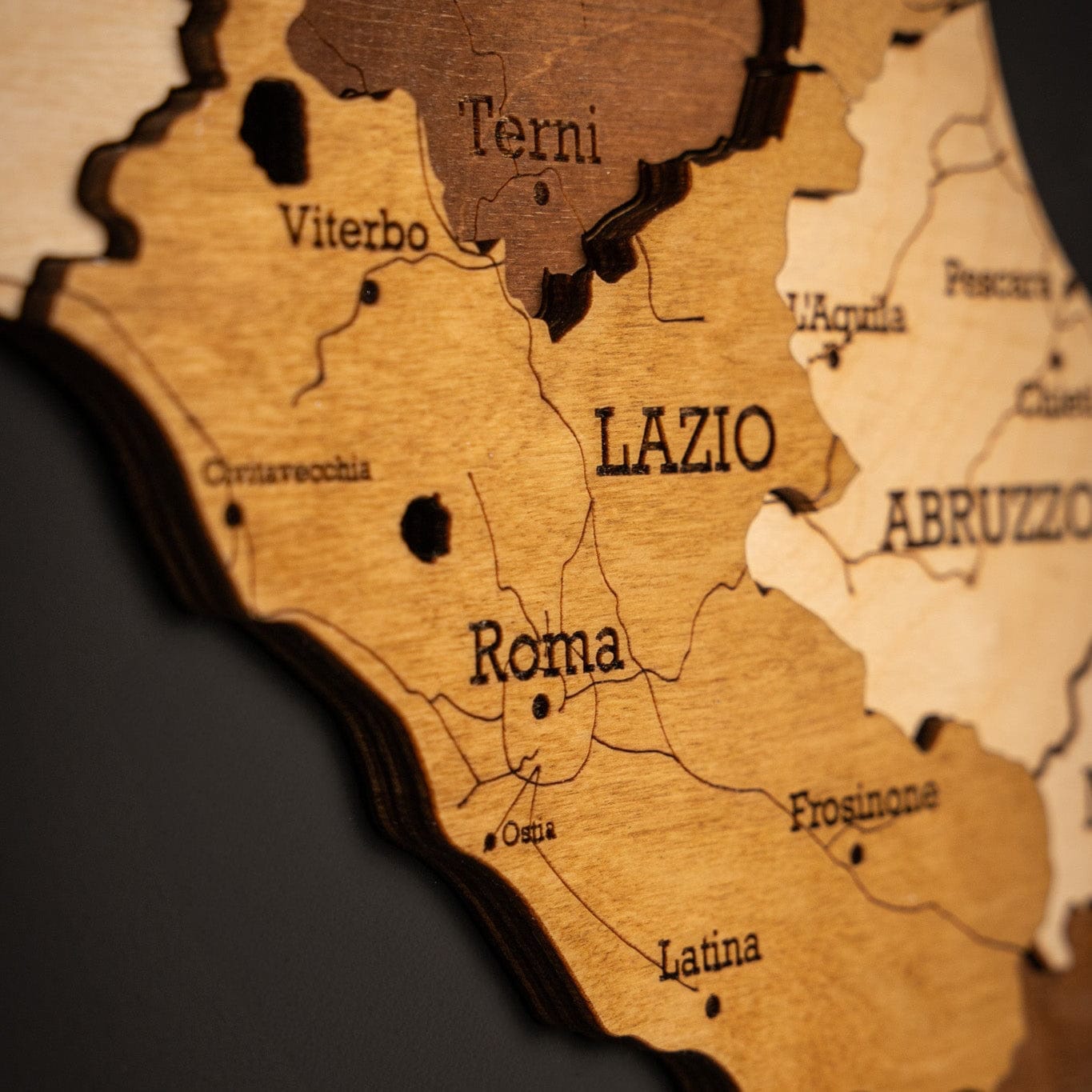 Italien 3D Holzkarte The5thFlavour 3D Wooden Country Maps